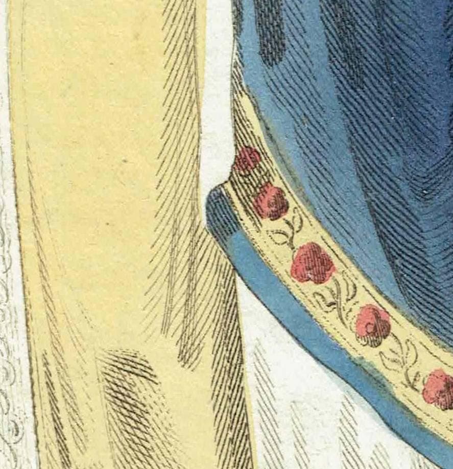 1806 Opera And Full Dress - Original Antique Fashion Print - London Regency Empire Waist Gowns Ladies Magazine - 4.75 x 8.25 in - Image 4