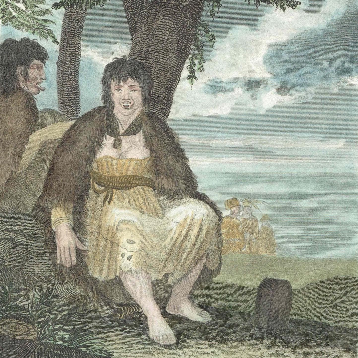 c.1815 Front & Profile Portrait of the Women of Port de Français Print - La Pérouse Voyage Costume - Hand Coloured Print - 9.5 x 7 in - Image 3