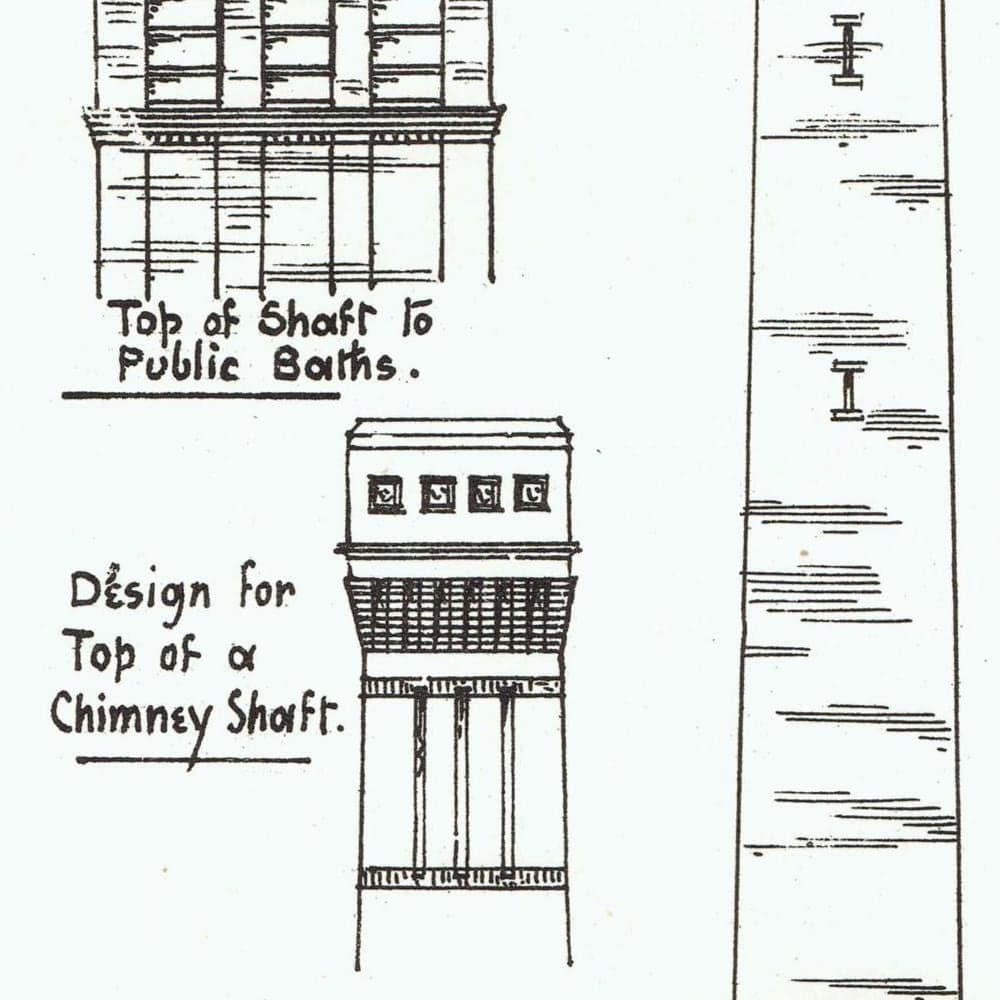 1898 Chimney Shafts Various Crossness Manchester Architectural Print - W Fullerton - Building Illustration - 8 x 10.75 in - Image 4