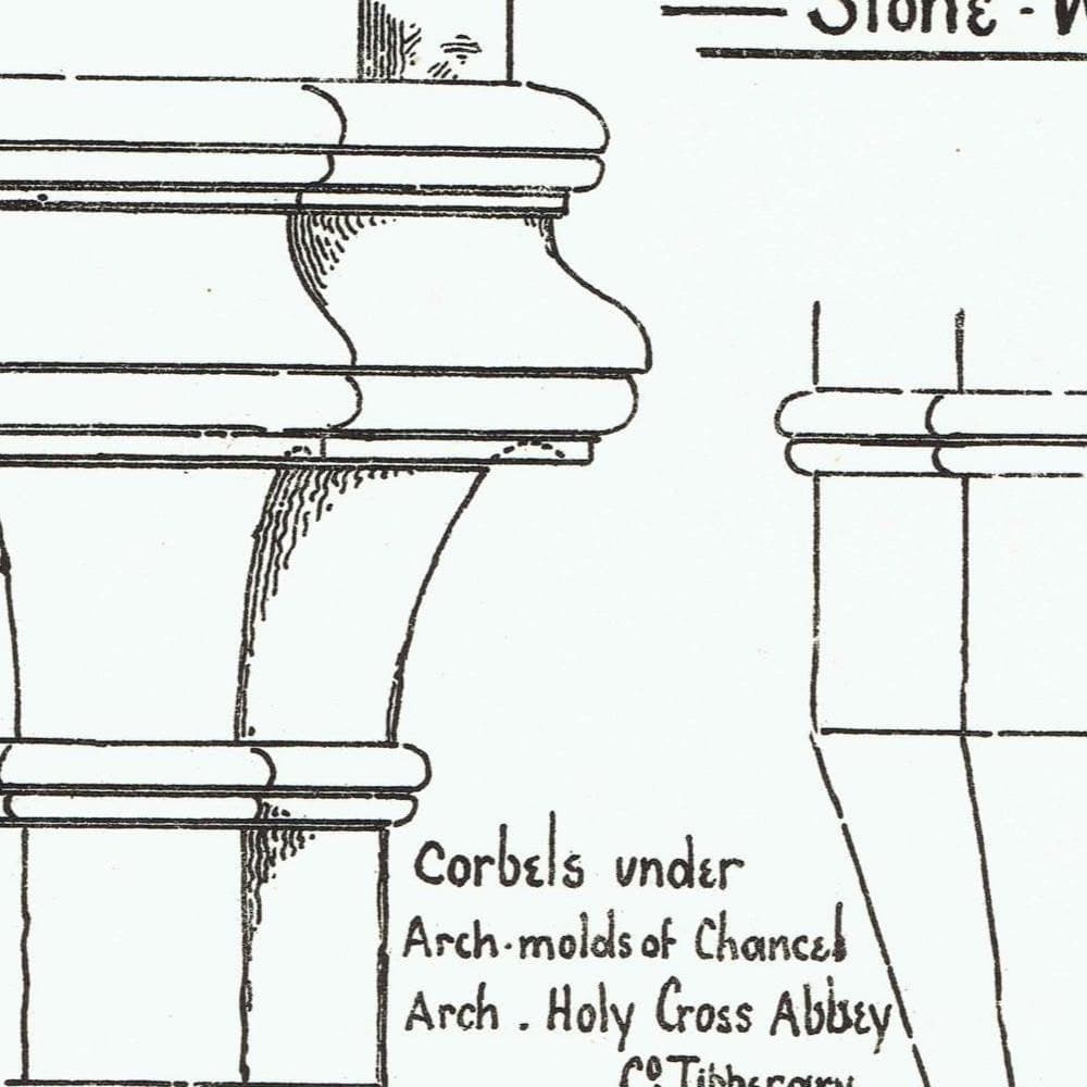 1898 Corbels Cap to Gate Pier Chamfer of Buttress Stonework Architectural Print - W Fullerton - Building Illustration - 8 x 10.75 in - Image 3
