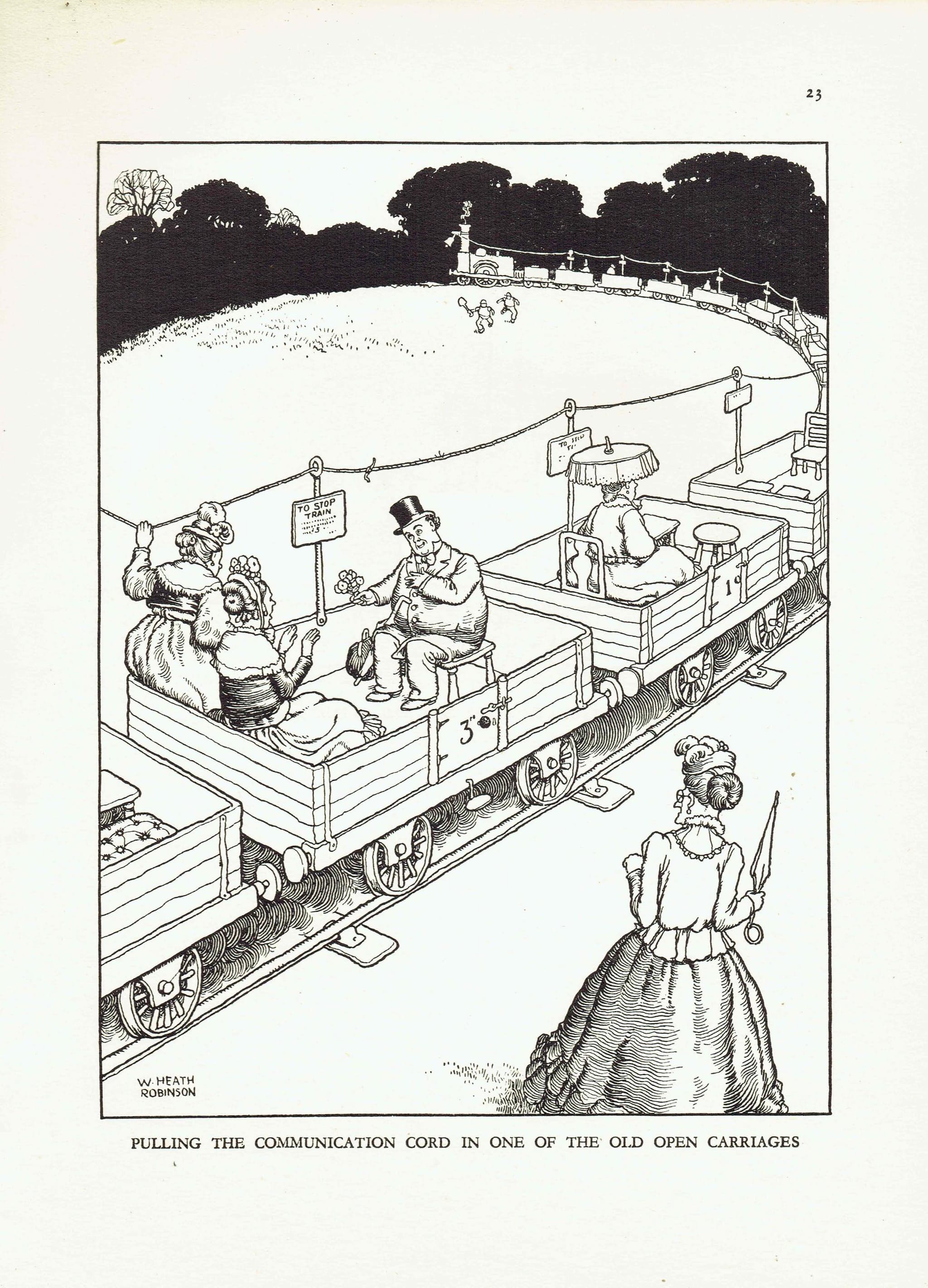 1935 Railway Locomotive Cartoon - Original Vintage Print By Heath Robinson - Great Western Railway Centenary Humour - 7 x 9.5 in - Image 2