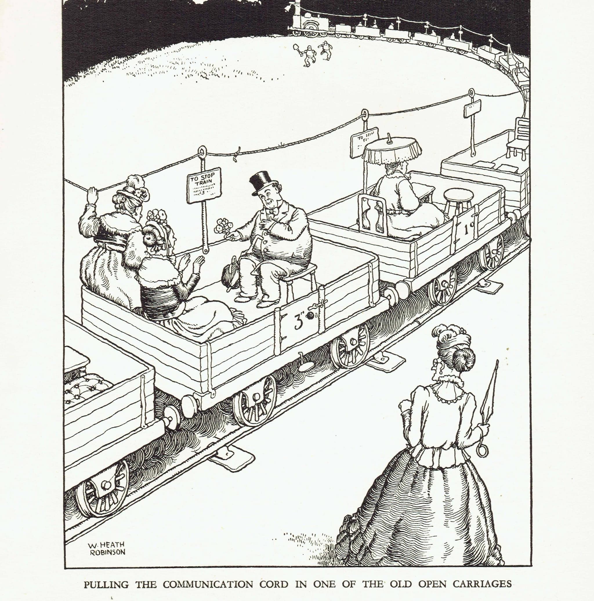1935 Railway Locomotive Cartoon - Original Vintage Print By Heath Robinson - Great Western Railway Centenary Humour - 7 x 9.5 in - Image 4