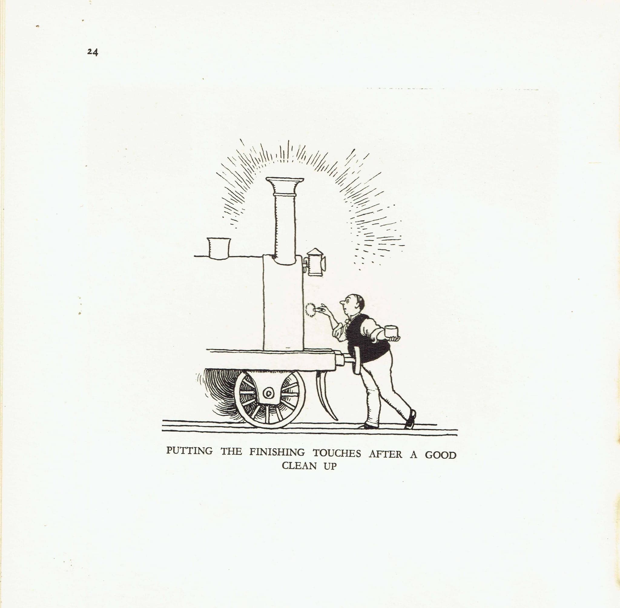 1935 Railway Locomotive Cartoon - Original Vintage Print By Heath Robinson - Great Western Railway Centenary Humour - 7 x 9.5 in - Image 5