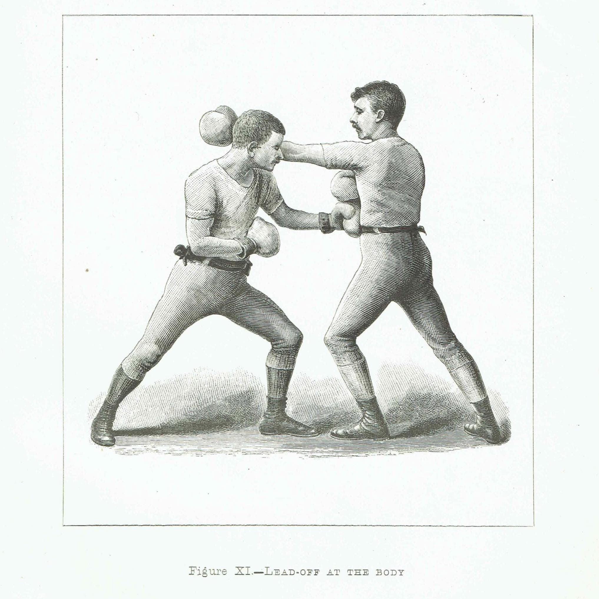 1889 Boxing Lead-Off Technique - Original Antique Print - Badminton Library Victorian Sports Pugilism Athletic Training - 5 x 7 in