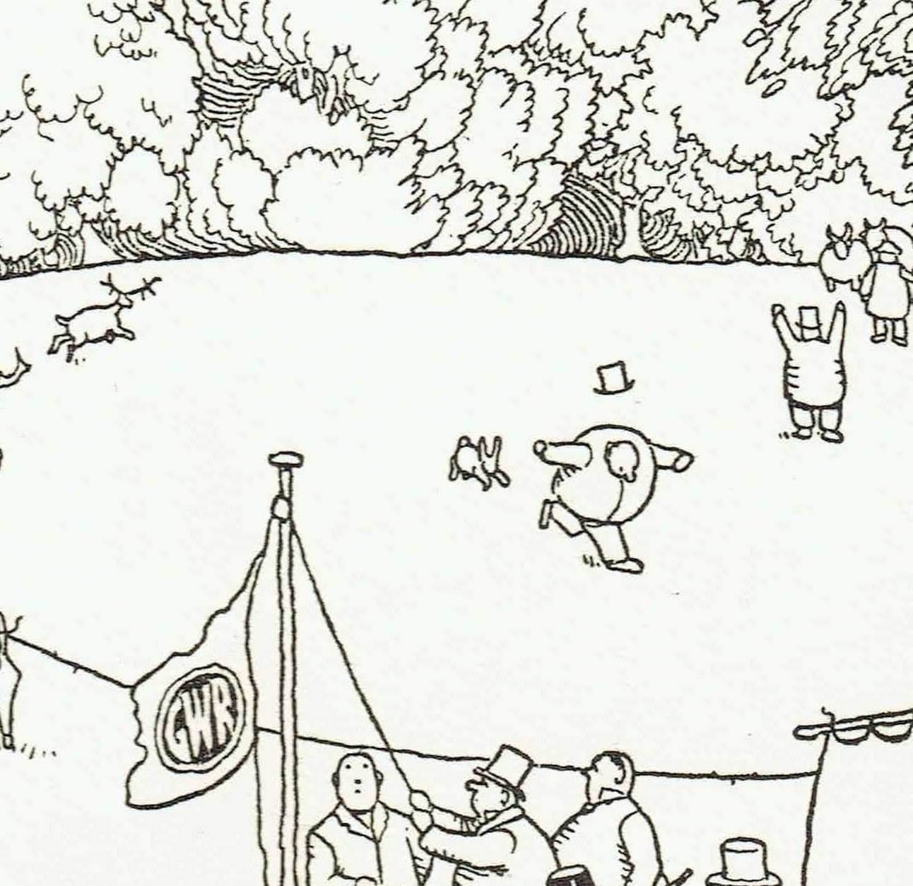 1935 Railway Pioneers Paddington Canal - Original Vintage Print By Robinson - Great Western Railway Centenary Humorous Cartoon - 7 x 9.5 in - Image 6