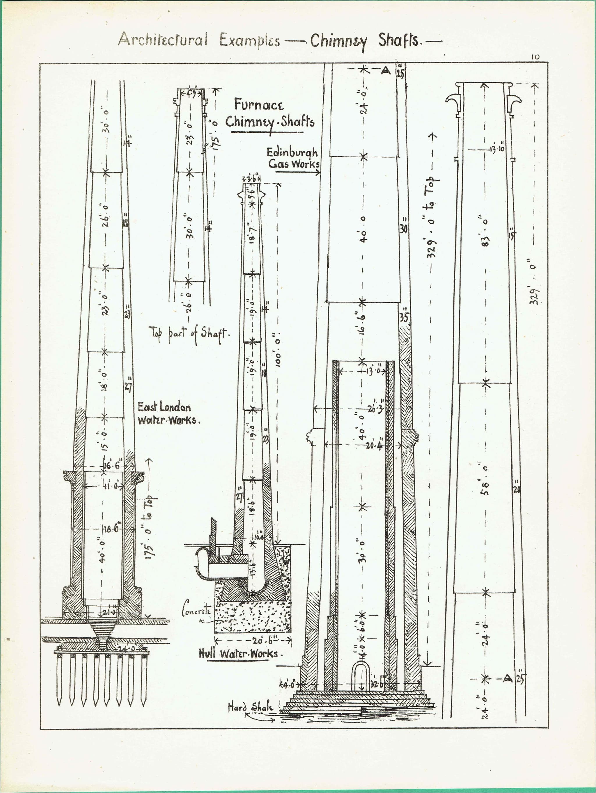 1898 Chimney Shafts Various Furnace Edinburgh Hull East London Architectural Print - W Fullerton - Building Illustration - 8 x 10.75 in - Image 2