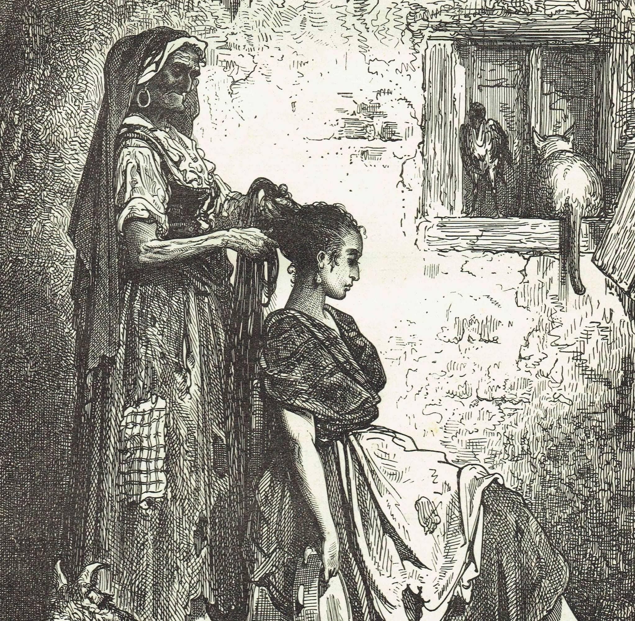 1870s Original Victorian Gypsy Girl Portrait - Antique Spanish Folk Life Woodblock Print - Travel Book Illustration - 8.5 x 12 in - Image 3