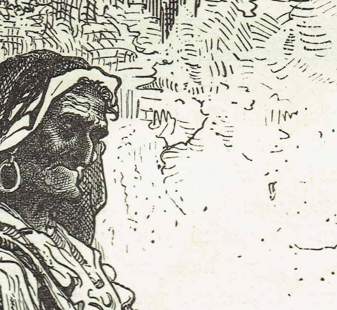 1870s Original Victorian Gypsy Girl Portrait - Antique Spanish Folk Life Woodblock Print - Travel Book Illustration - 8.5 x 12 in - Image 4