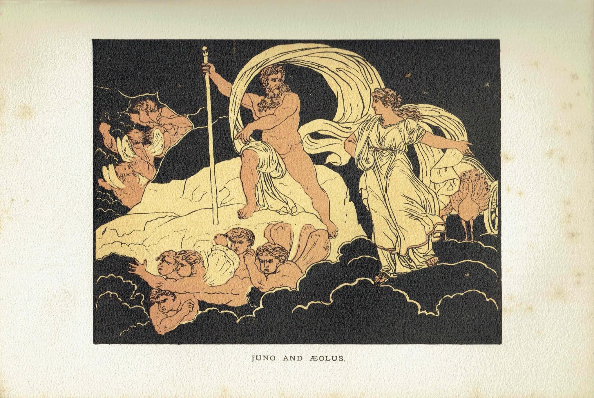 1879 Juno and Aeolus - Original Antique Print By Pinelli - Roman Mythology Virgil Classical Literature Gods - 7.5 x 5 in - Image 2