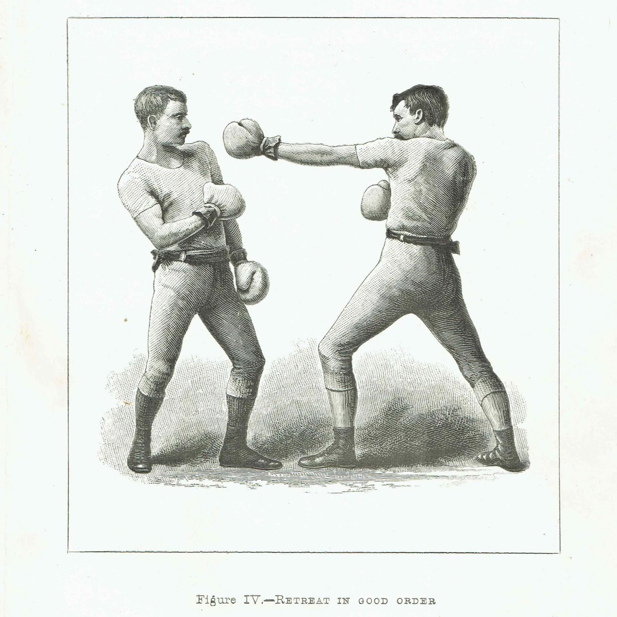 1889 Boxing Retreat Technique - Original Antique Print - Badminton Library Victorian Sports Pugilism Athletic Training - 5 x 7 in