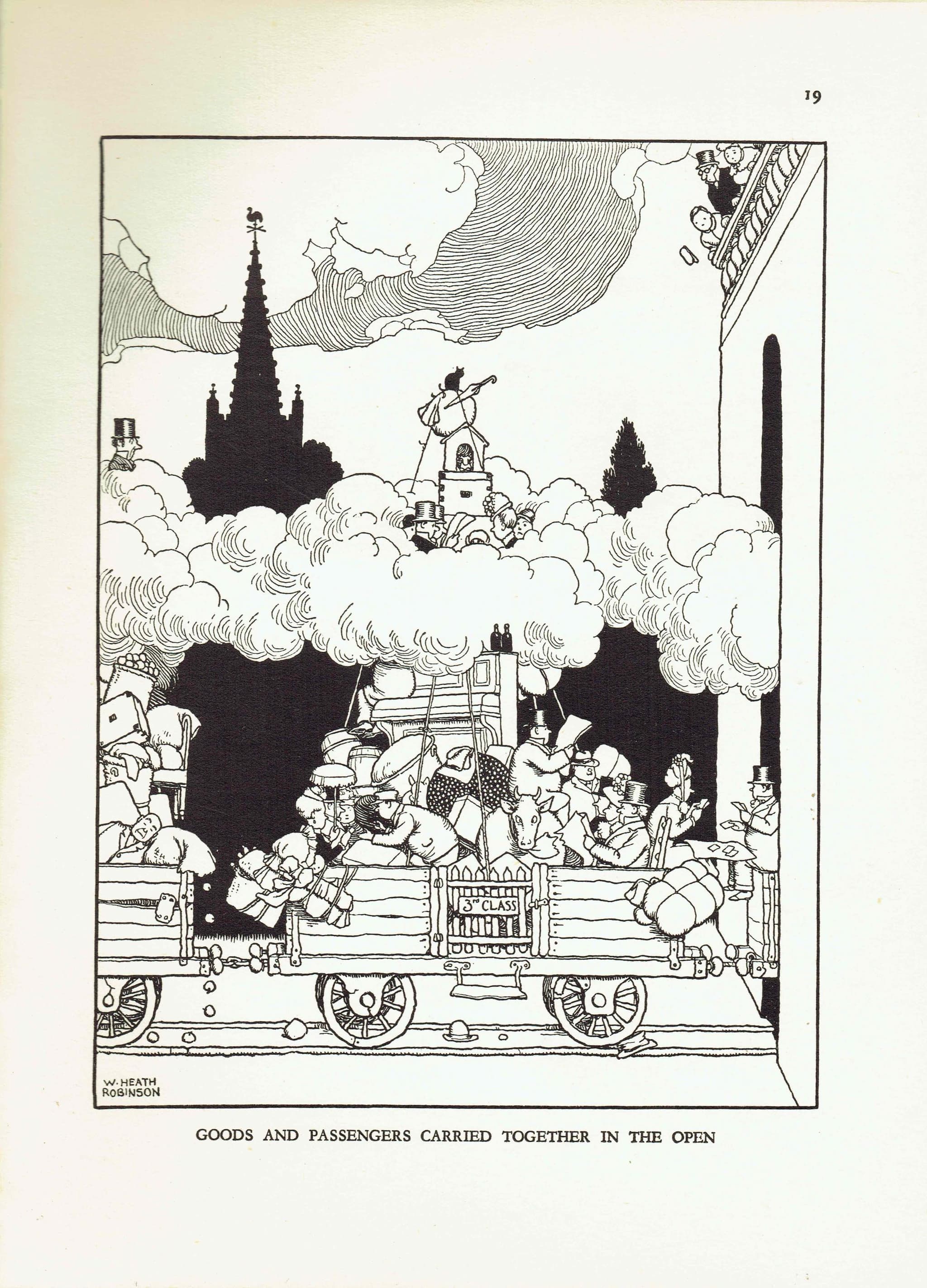 1935 Railway Smoke Contraption - Original Vintage Print By Heath Robinson - Great Western Centenary Humorous Cartoon - 7 x 9.5 in - Image 3
