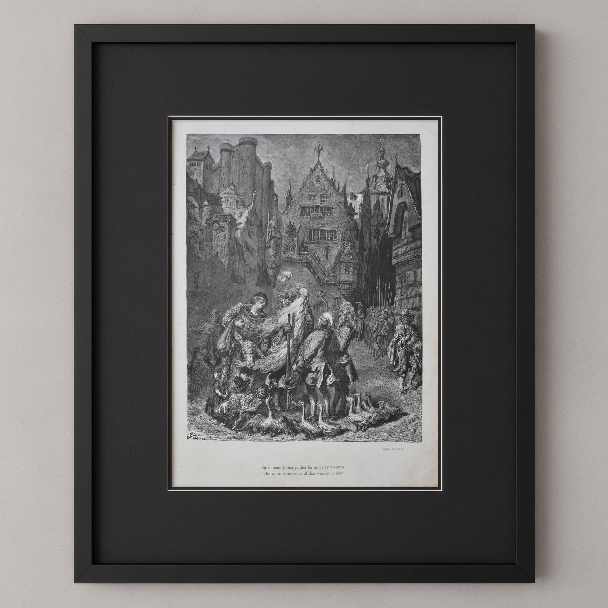 1866 Legend of the Wandering Jew - Plate 3 Original Antique Print after Doré - Gothic Fantasy Biblical Legend Steel Engraving - 14 x 20 in