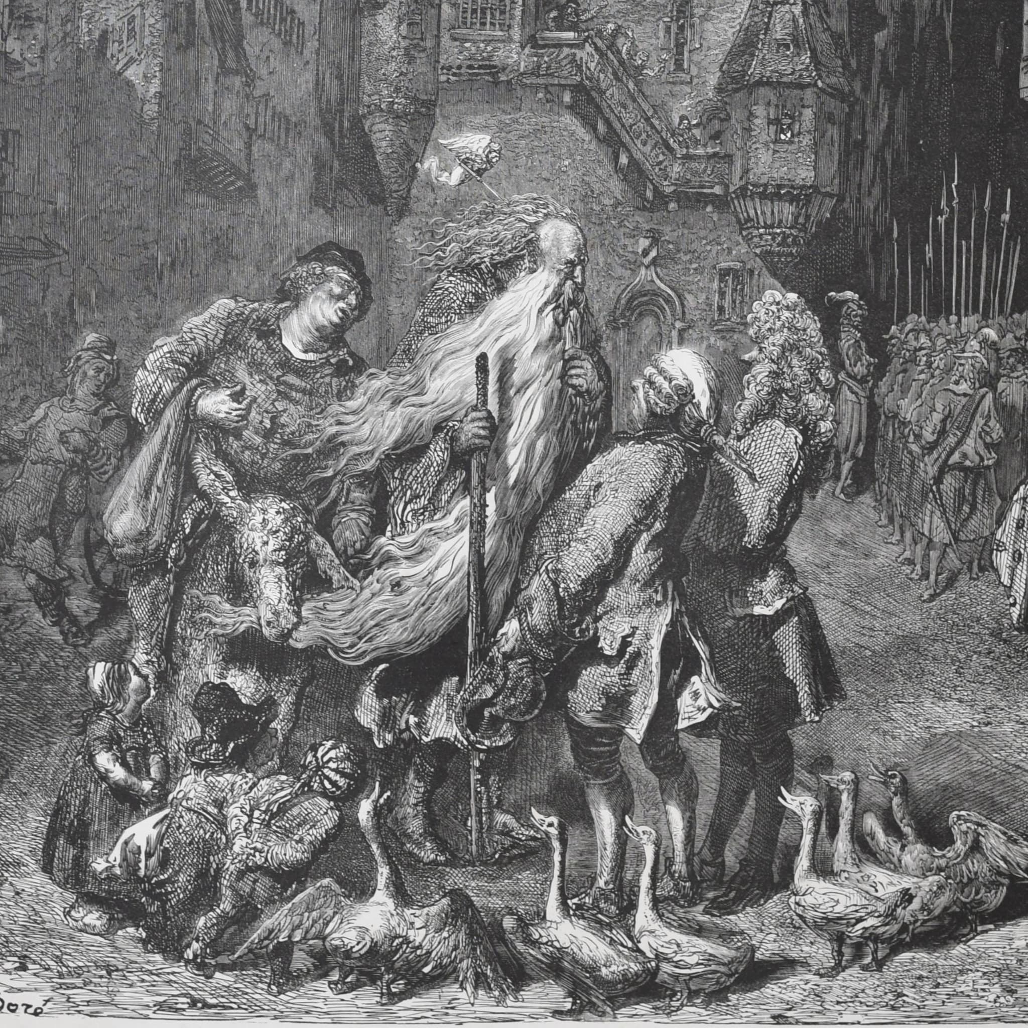 1866 Legend of the Wandering Jew - Plate 3 Original Antique Print after Doré - Gothic Fantasy Biblical Legend Steel Engraving - 14 x 20 in - Image 2