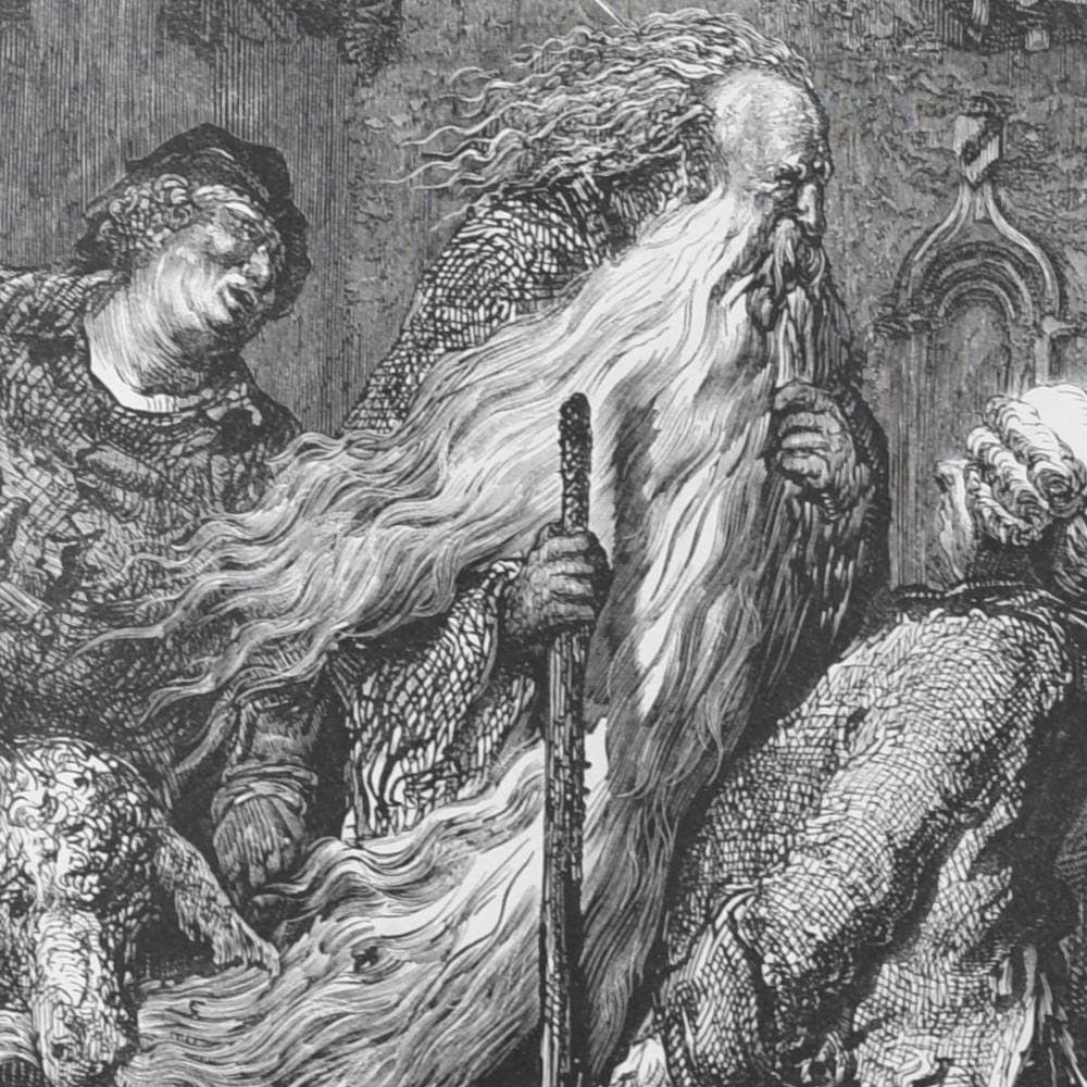 1866 Legend of the Wandering Jew - Plate 3 Original Antique Print after Doré - Gothic Fantasy Biblical Legend Steel Engraving - 14 x 20 in - Image 4