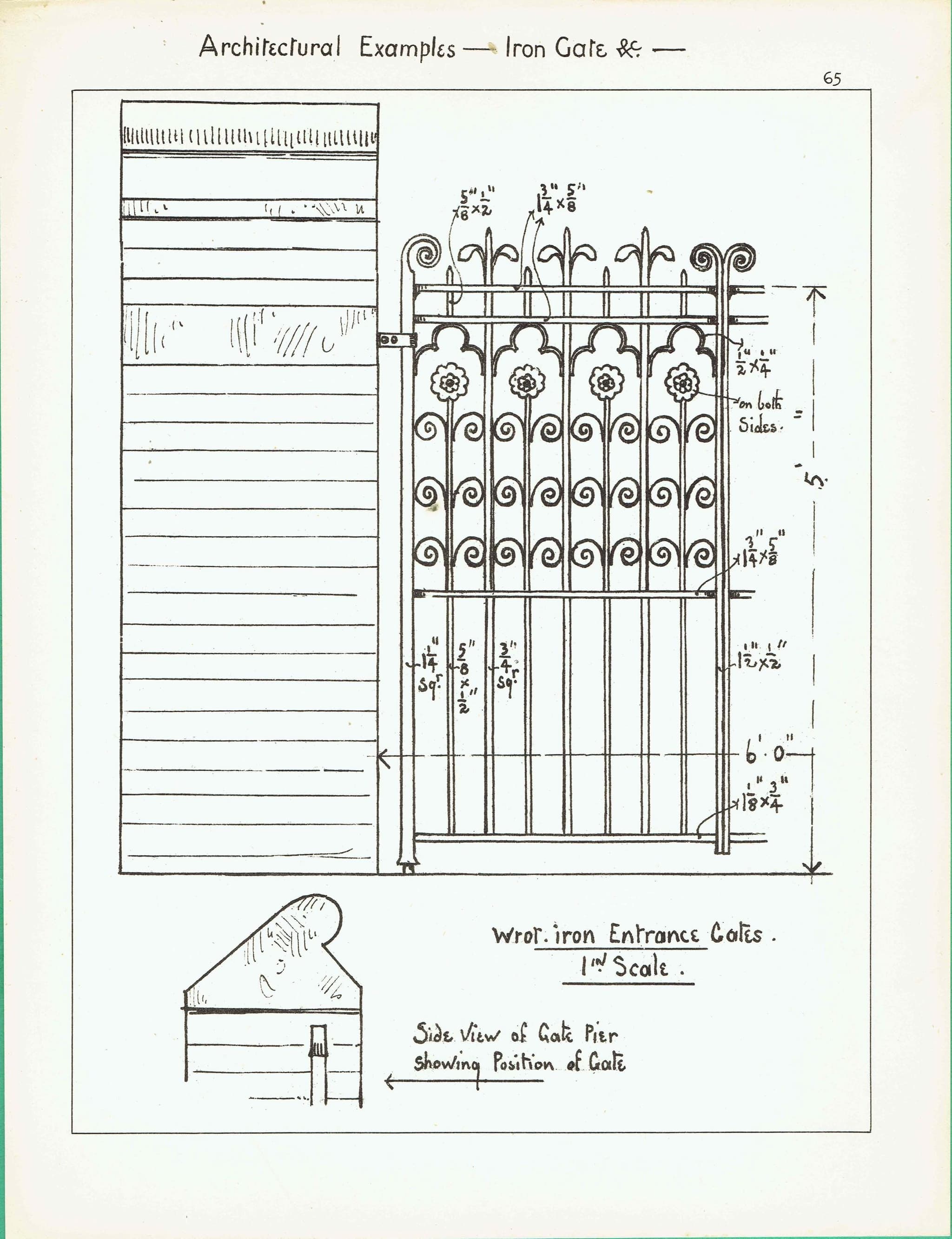 1898 Wrought Iron Gate Architectural Print - W Fullerton - Building Illustration - 8 x 10.75 in - Image 2