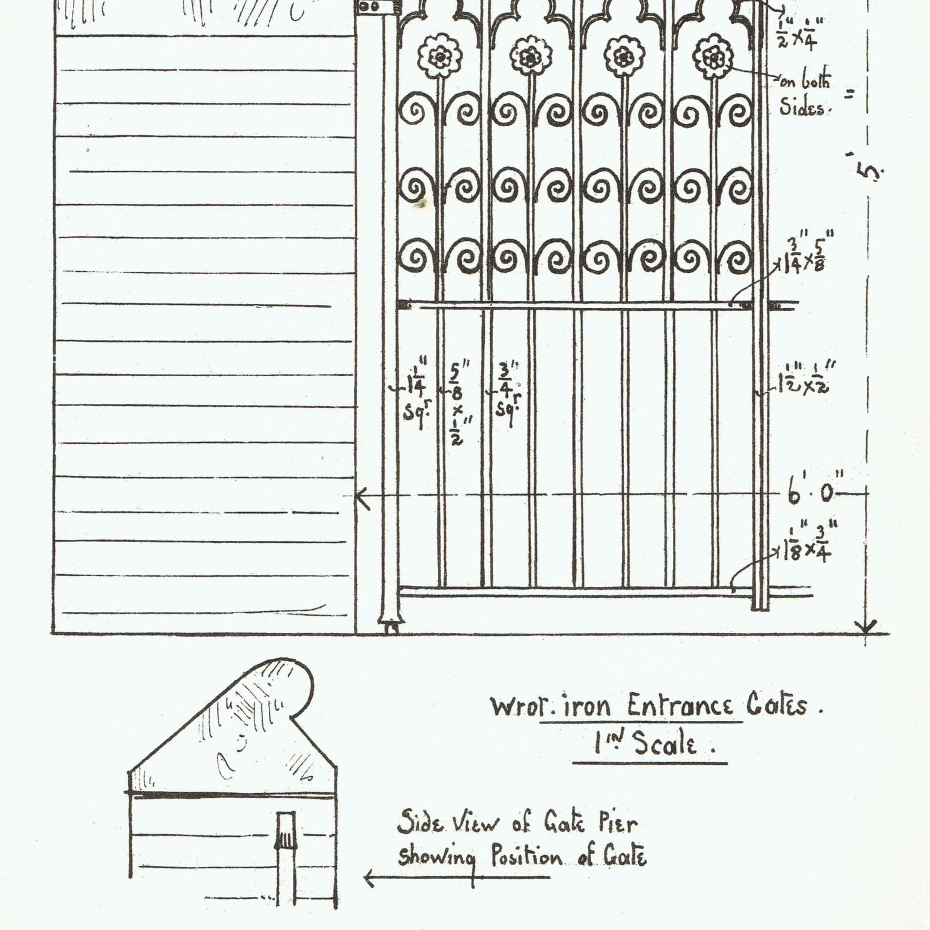 1898 Wrought Iron Gate Architectural Print - W Fullerton - Building Illustration - 8 x 10.75 in - Image 3