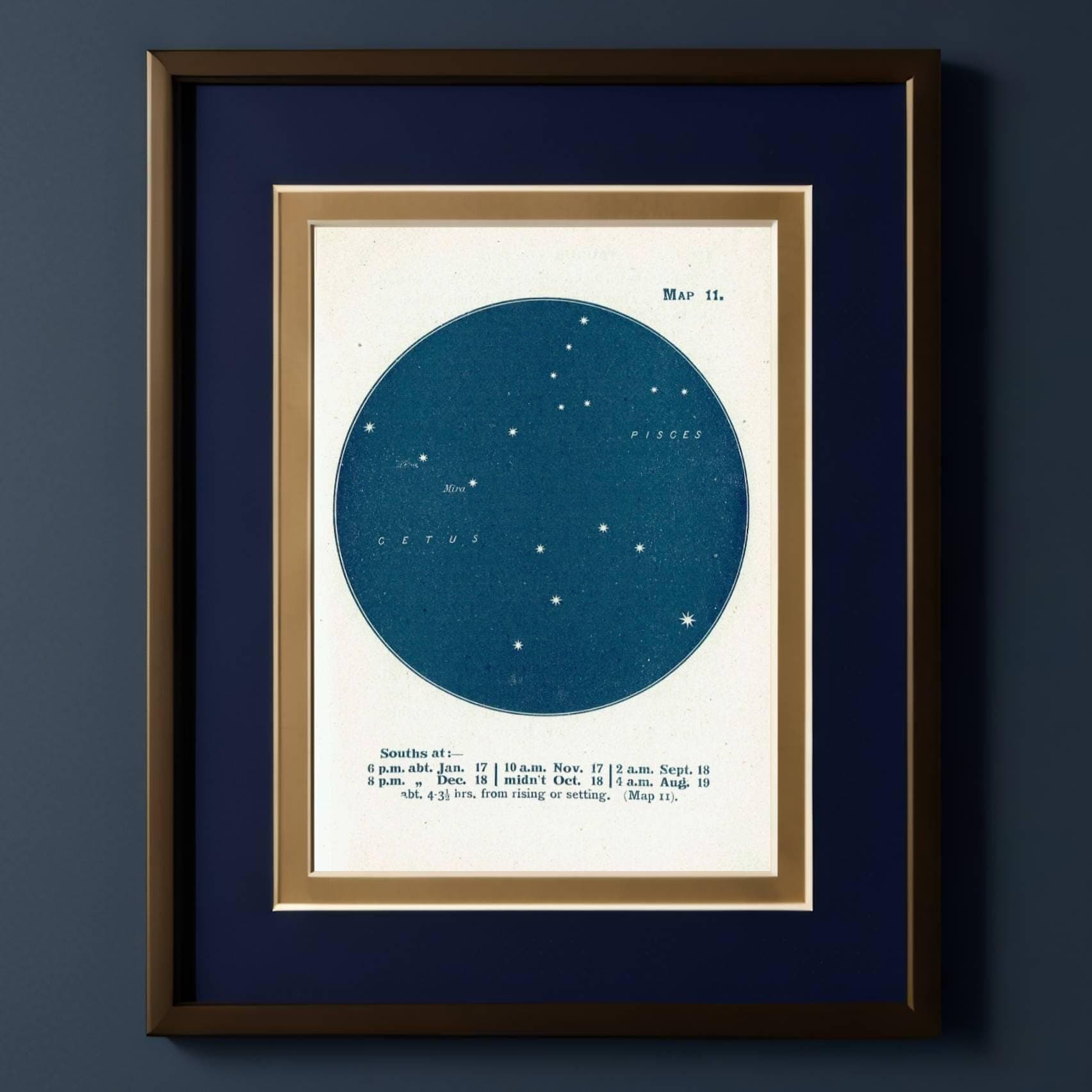 1944 Original Pisces Cetus Constellation Star Map Print - Vintage Astronomy Chart - Scientific Study Book Illustration - 4 x 6 in