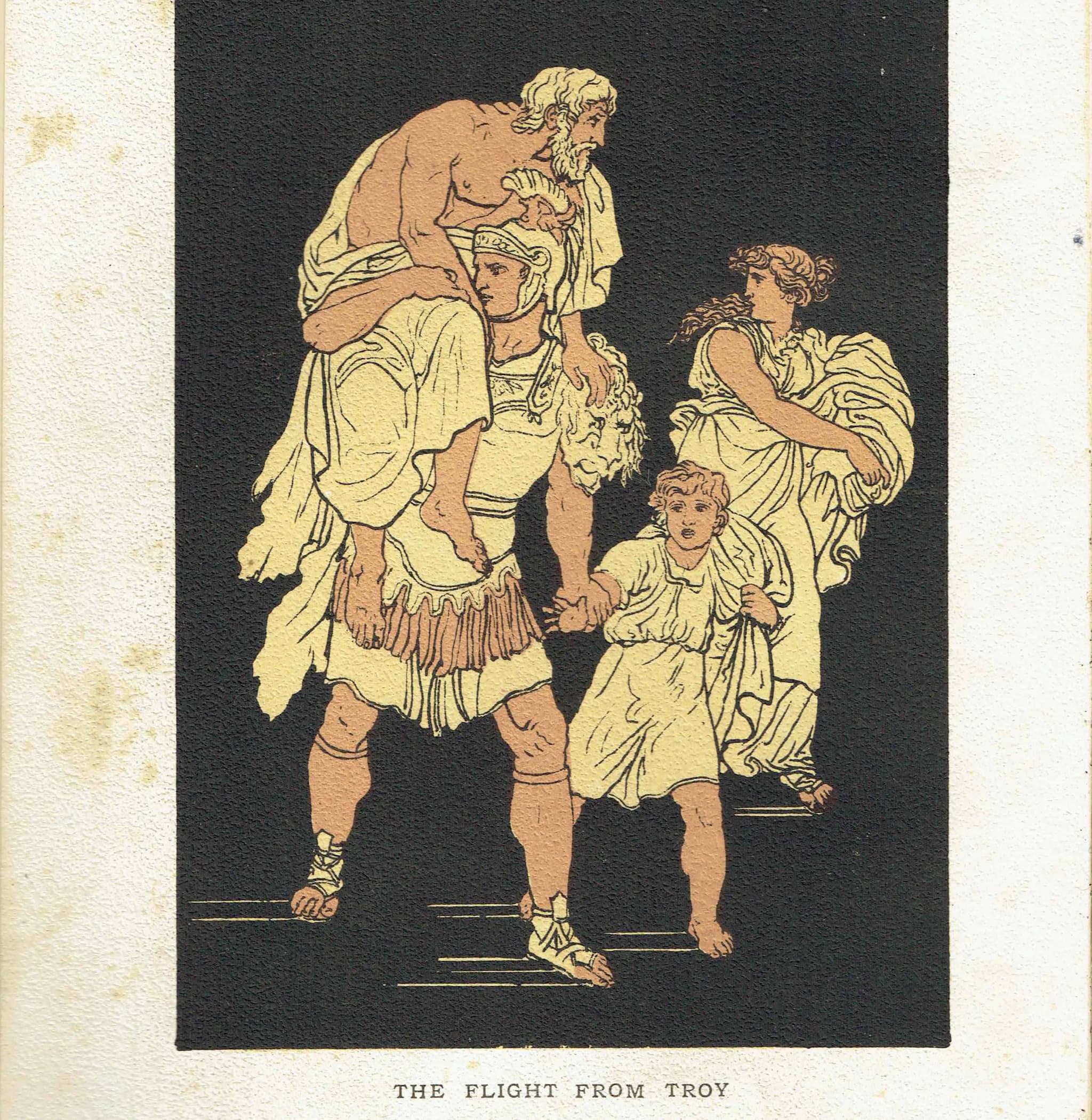 1879 Flight From Troy - Original Antique Print By Pinelli - Stories From Virgil Classical Mythology Roman Literature - 5 x 7.5 in - Image 3