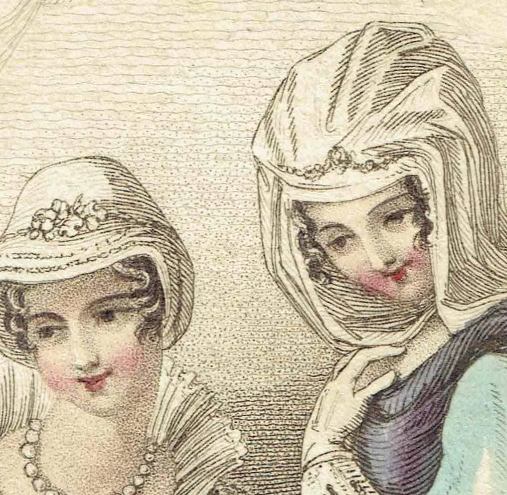 1811 Opera Dresses Fashion - Original Antique Hand-Coloured Print - Theatrical Costume Historical Clothing Study - 5.5 x 9 in - Image 4