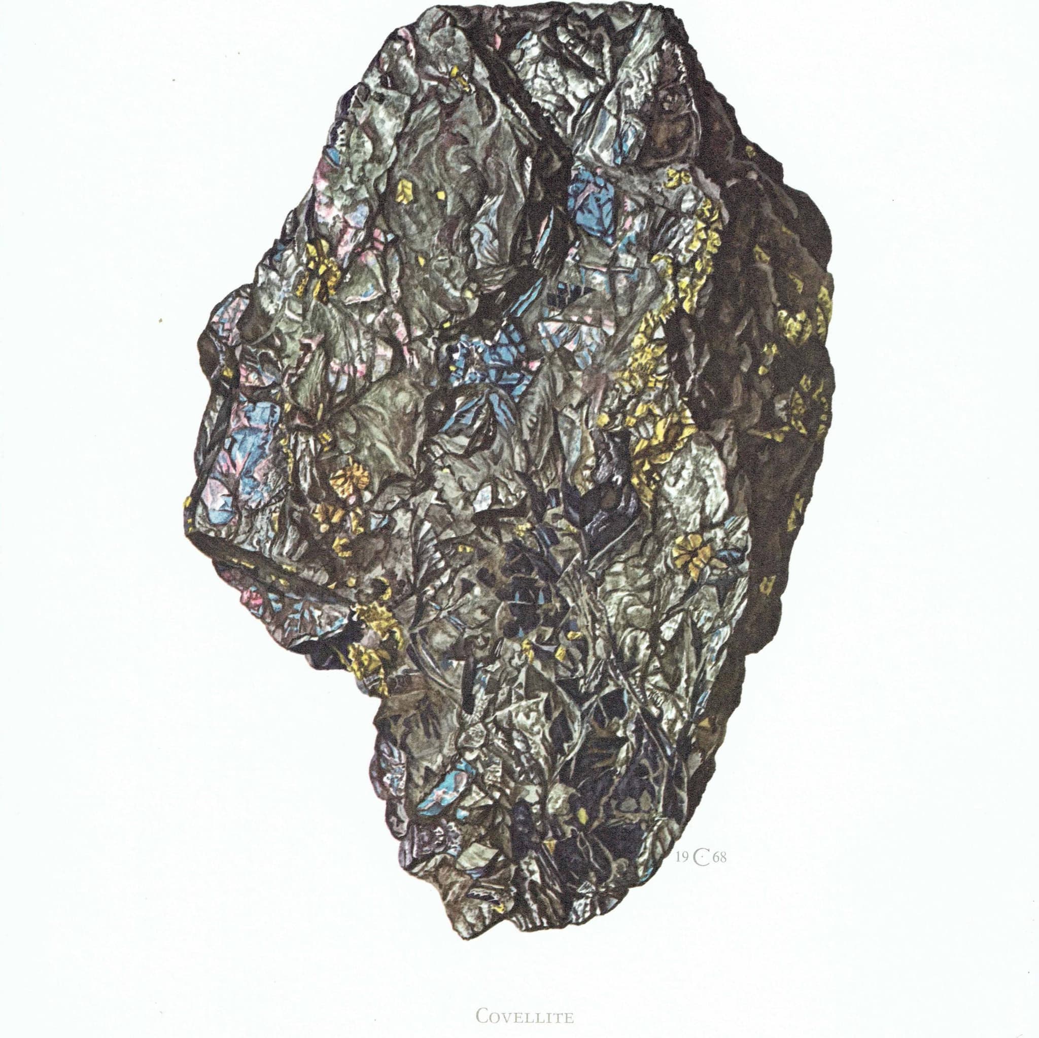 1969 Covellite Mineral - Original Vintage Print By Caspari - Scientific Natural History Geology Study Collection - 7.5 x 10.5 in - Image 3