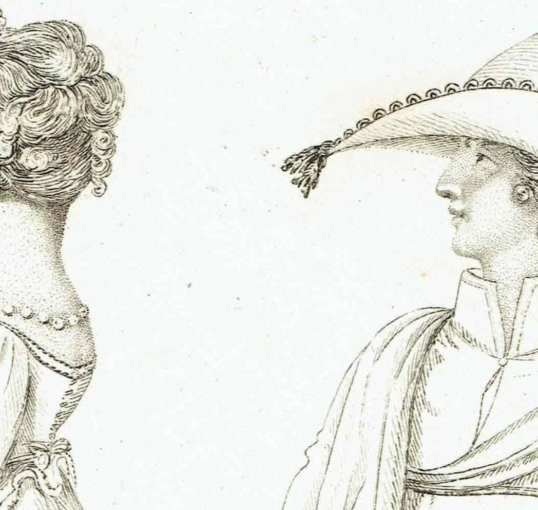 1800s Regency Period Broxborough Jacket And New Spencer Walking Dress Original Antique Print - Empire Waist Gowns Ladies Dress - 5.5 x 9 in - Image 3