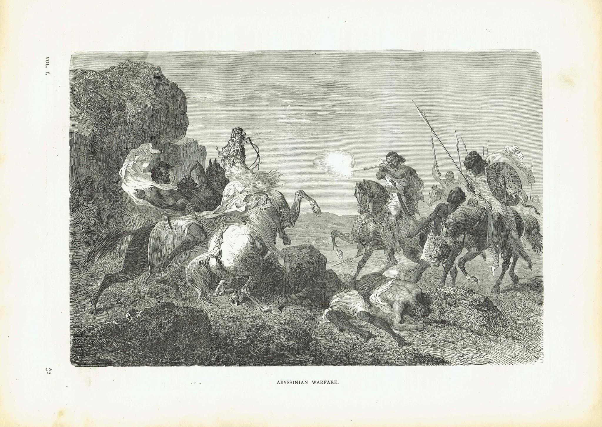 1870s Abyssinian Warfare Battle Scene Woodblock Print - Military History Engraving - Victorian Travel Book Illustration - 12 x 8.5 in - Image 2