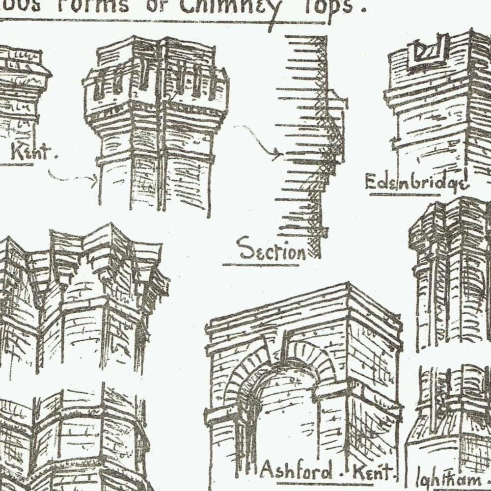 1898 Various Chimney Tops Architectural Print - W Fullerton -  Building Design Illustration - 8 x 10.75 in - Image 3