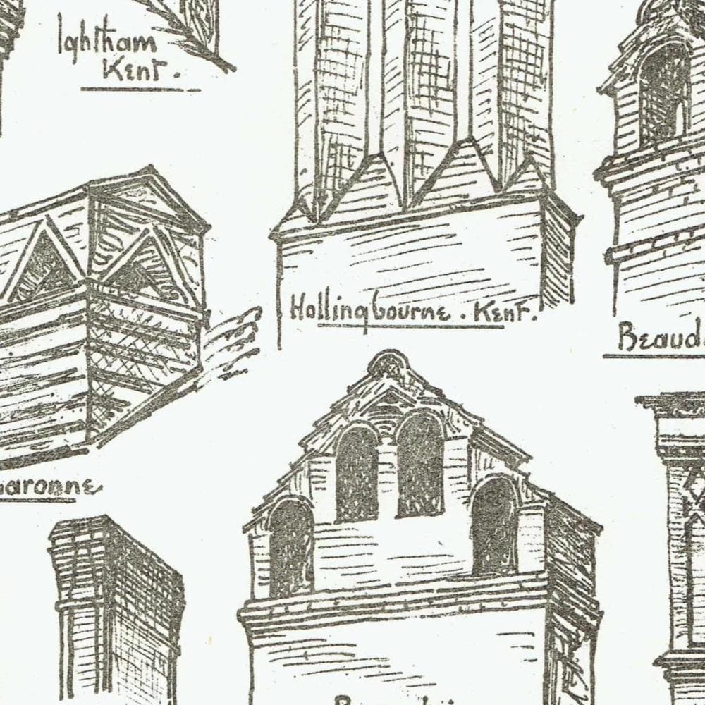 1898 Various Chimney Tops Architectural Print - W Fullerton -  Building Design Illustration - 8 x 10.75 in - Image 4