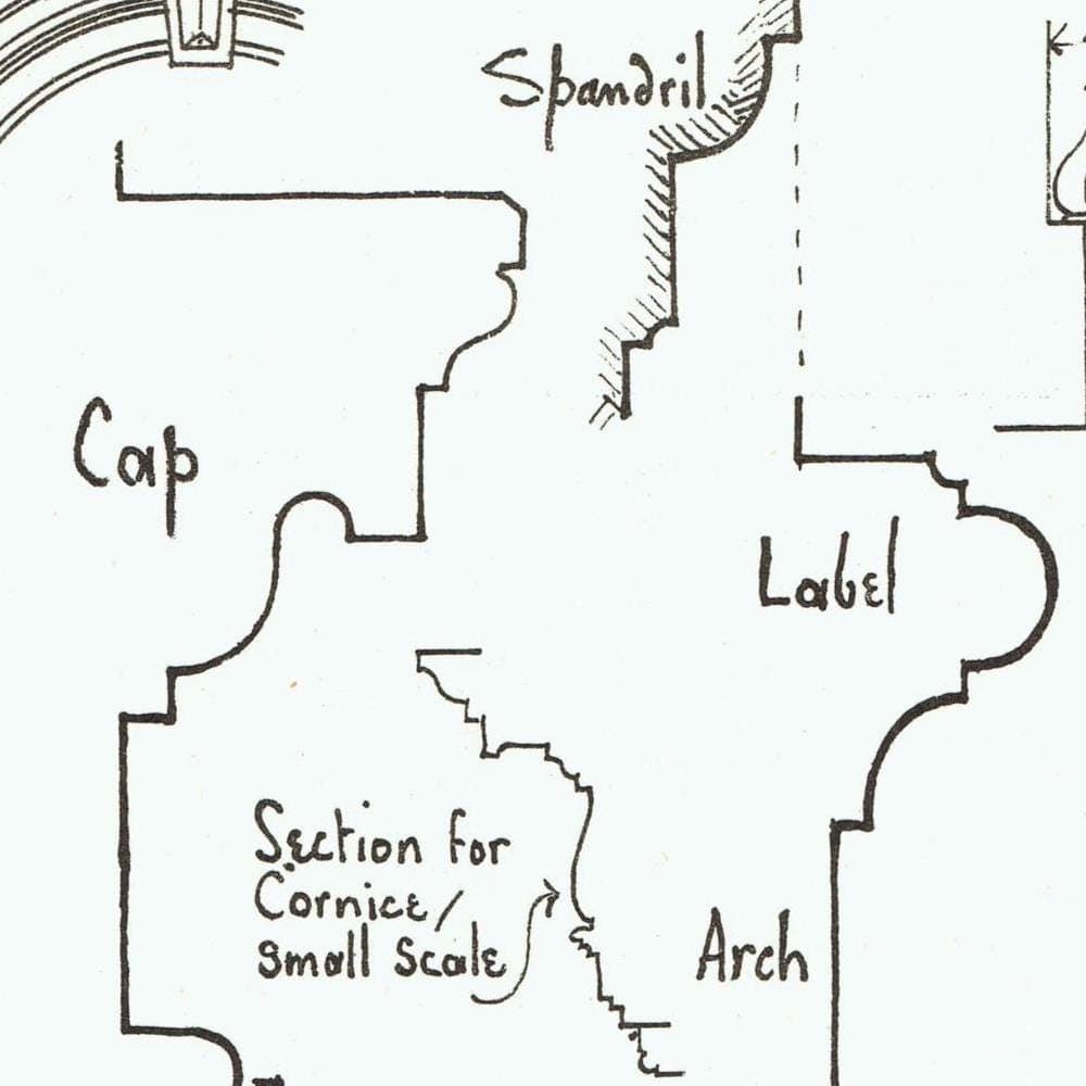 1898 Classic Architecture Print - Arches, Cornices, Columns, Mouldings & Structural Details - Antique Design Plate - 8 x 10.75 in - Image 3
