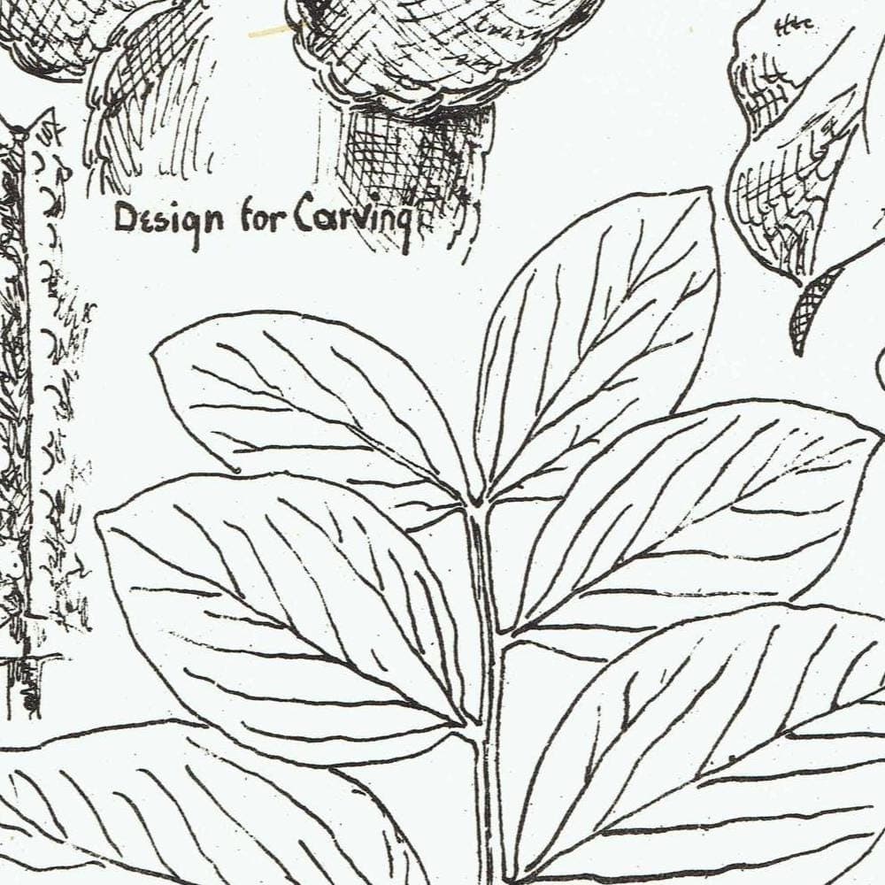 1898 Foliage Carving Architecture Print - Strawberry, Sunflower, Mallow & Bean Decorative Design Plate - 8 x 10.75 in - Image 4