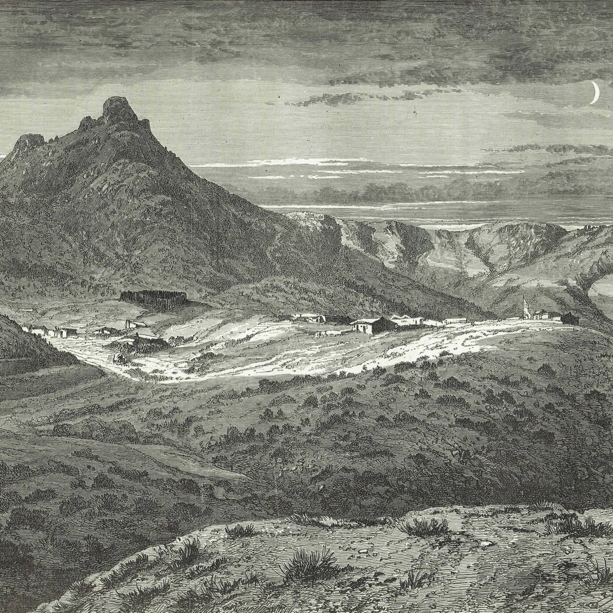 1870s Fort Bowie Arizona Apache Attack Scene Woodblock Print - Western Military History - Victorian Travel Geography - 12 x 8.5 in - Image 3