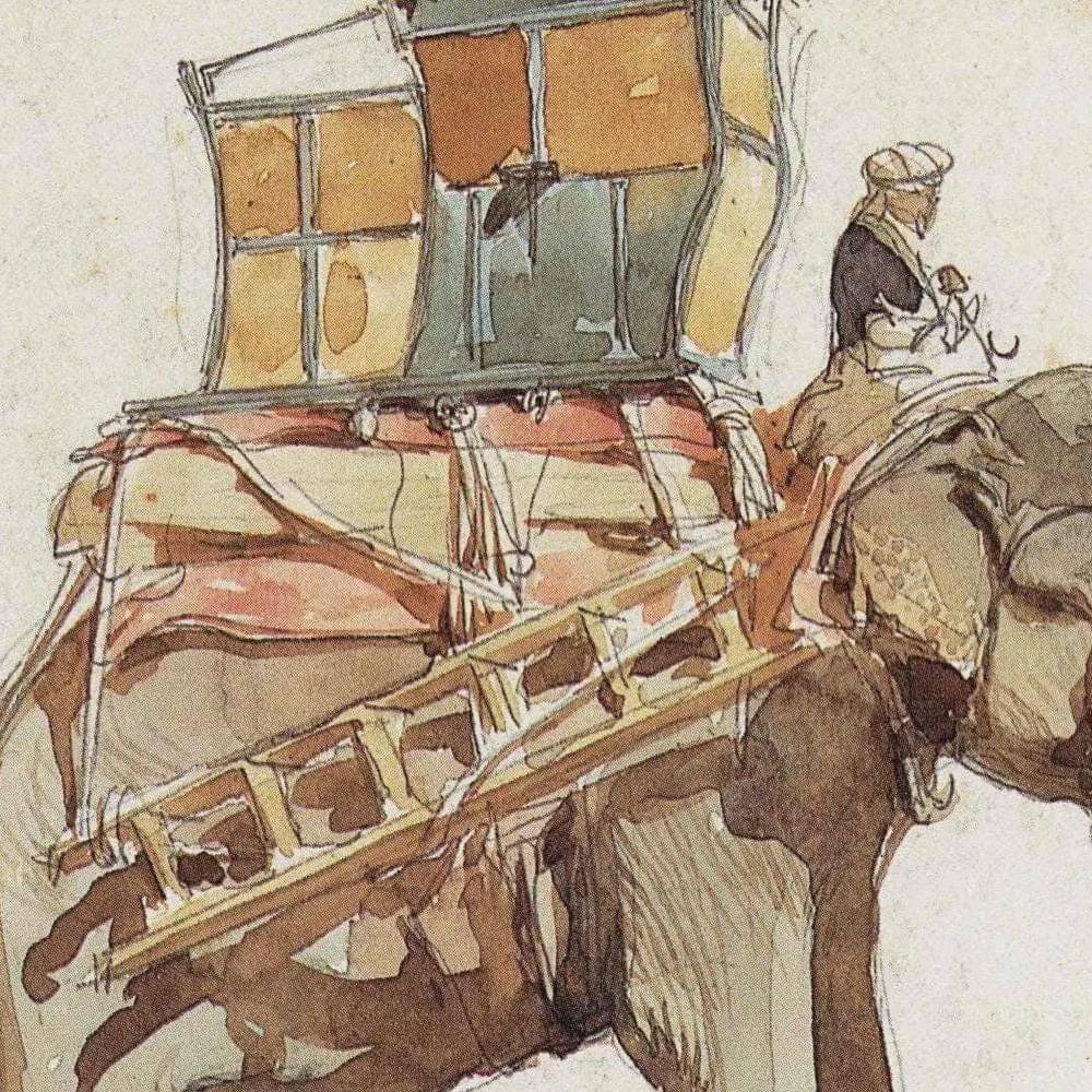 1986 Elephant, Jabalpur - Visions of India Vintage Print - William Simpson - 9.25 x 8.5 in - Image 3