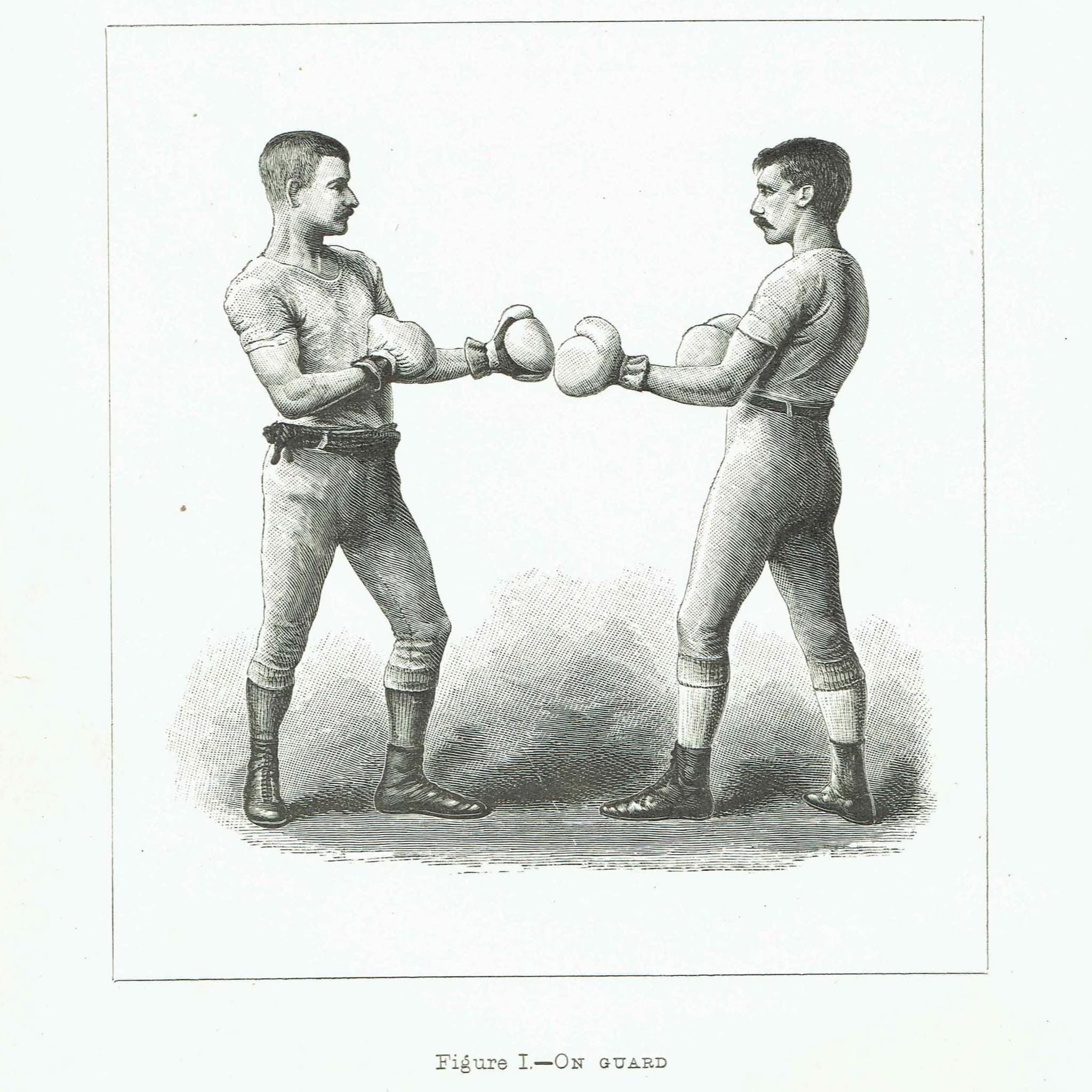1889 Boxing On Guard Position - Original Antique Print - Badminton Library Victorian Sports Pugilism Athletic Training - 5 x 7 in