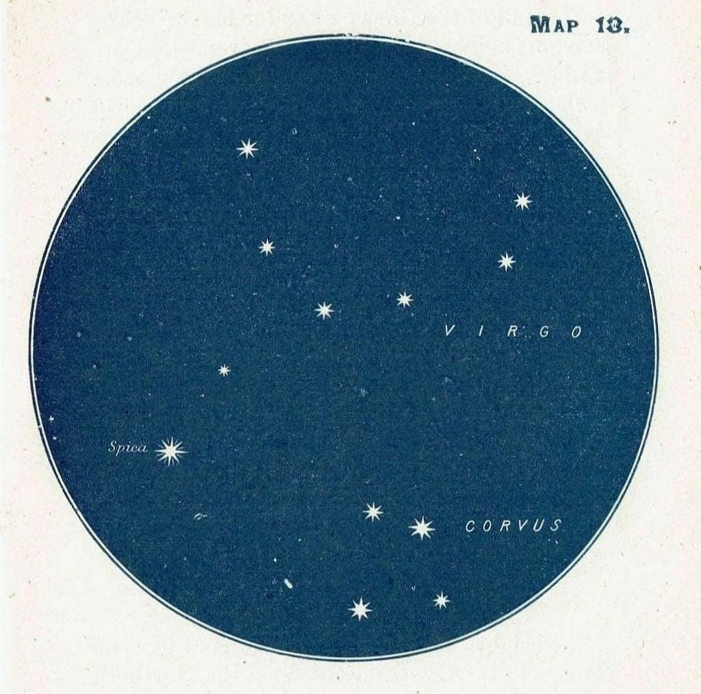 1944 Virgo Constellation Map 18 - Original Vintage Print By Gall - Star Atlas Zodiac Astronomy Celestial Chart - 4 x 6 in