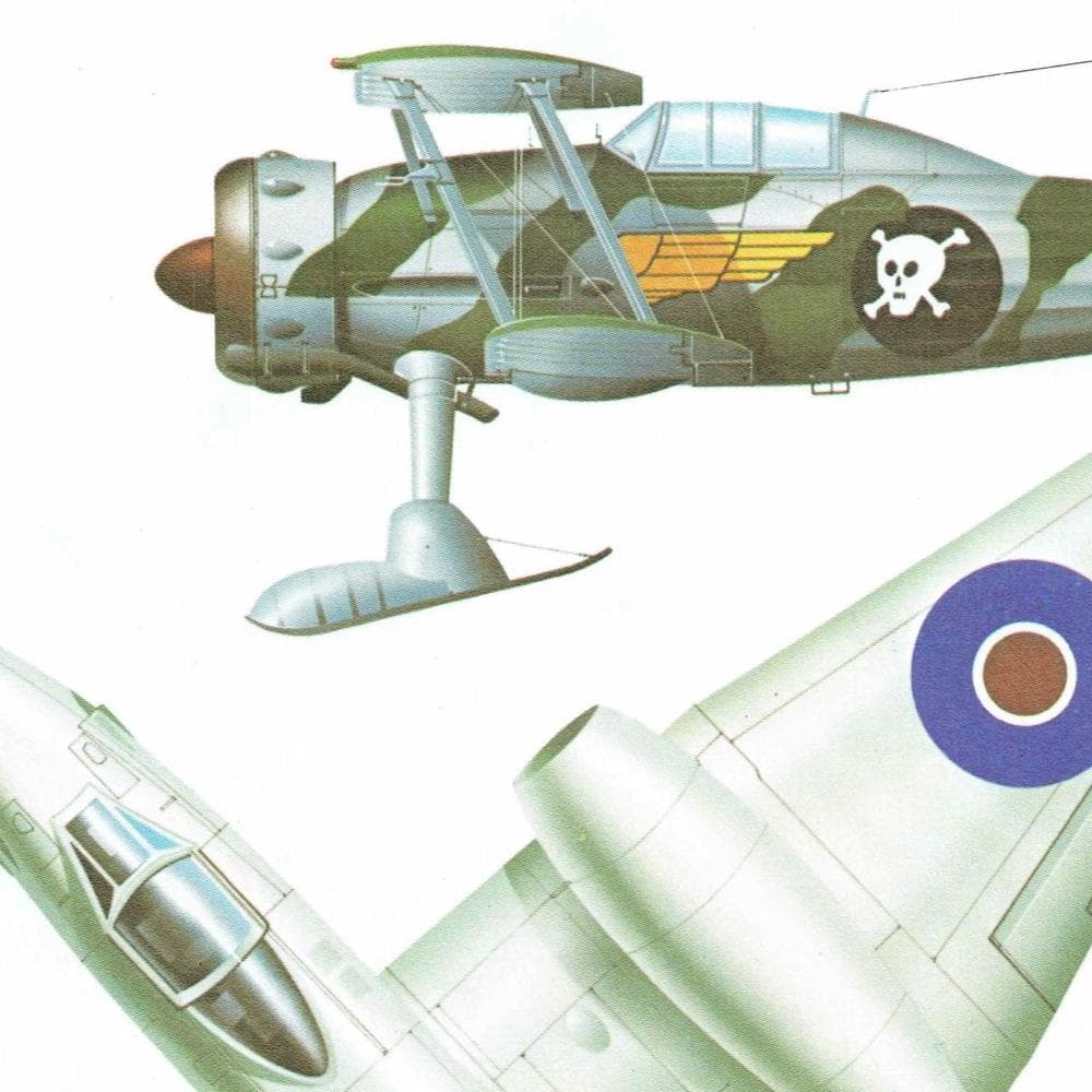 1985 - Gloster Gladiator Mk II & Gloster Meteor Mk III Vintage Aircraft Print - John A Weal - WwII RAF Planes Illustration - 8 x 10.75 in - Image 3