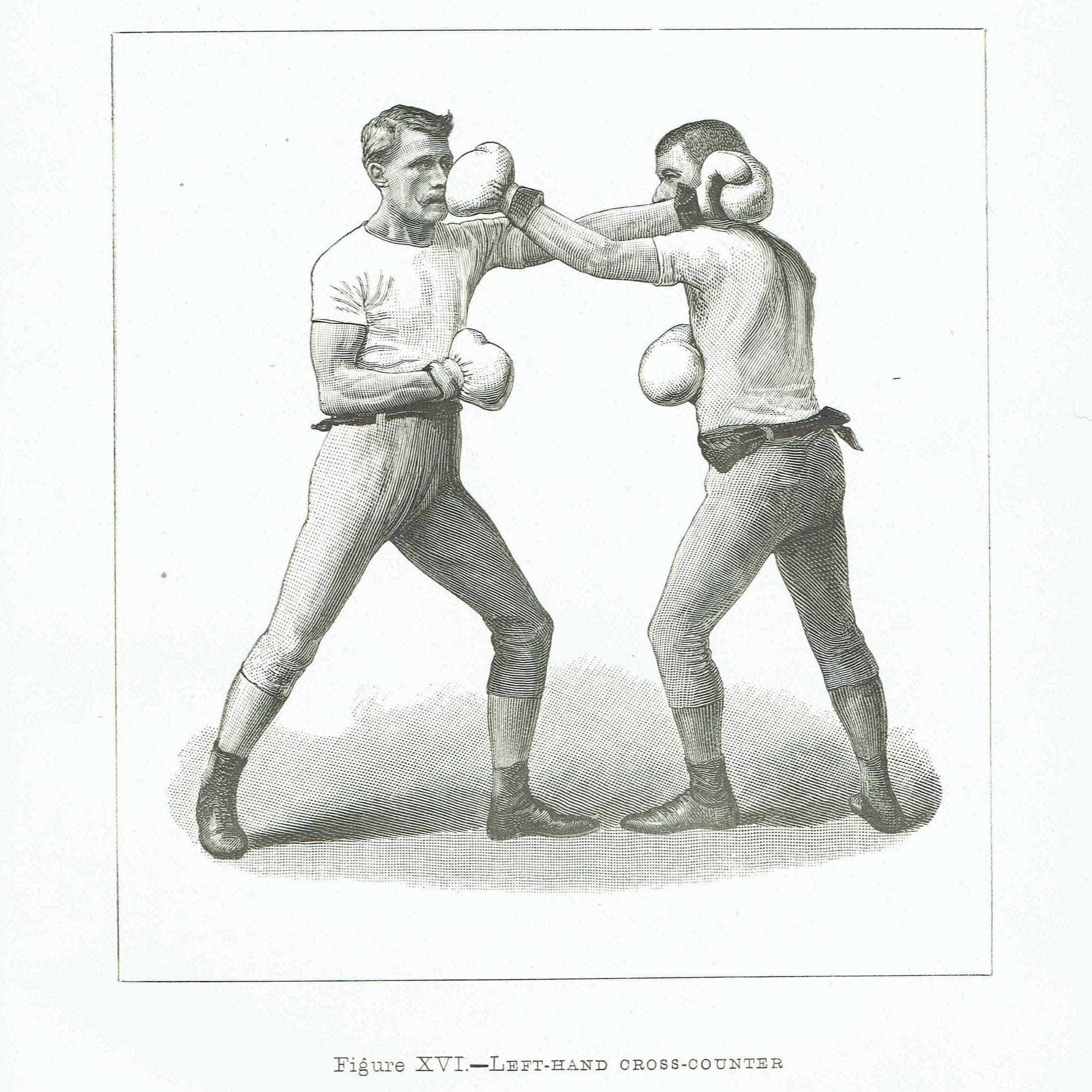 1889 Left-Hand Cross-Counter Boxing - Original Antique Print - Badminton Library Victorian Sports Pugilism Athlete - 5 x 7 in