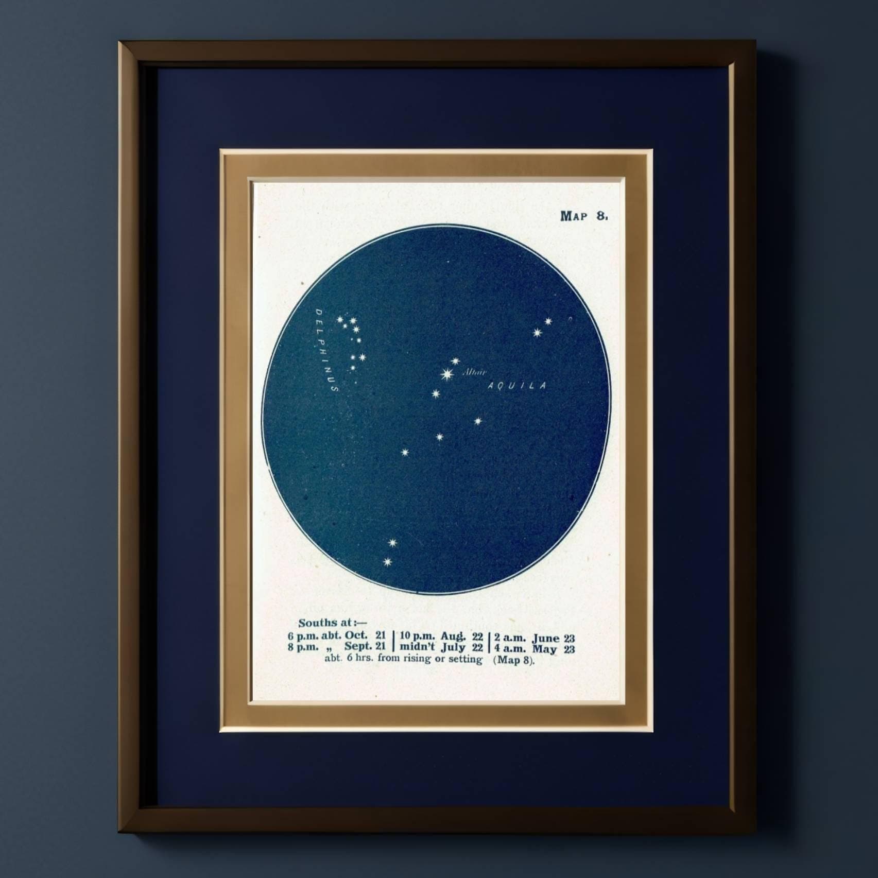 1944 Original Aquila Eagle Constellation Star Map Print - Vintage Astronomy Atlas - Scientific Celestial Chart - 4 x 6 in