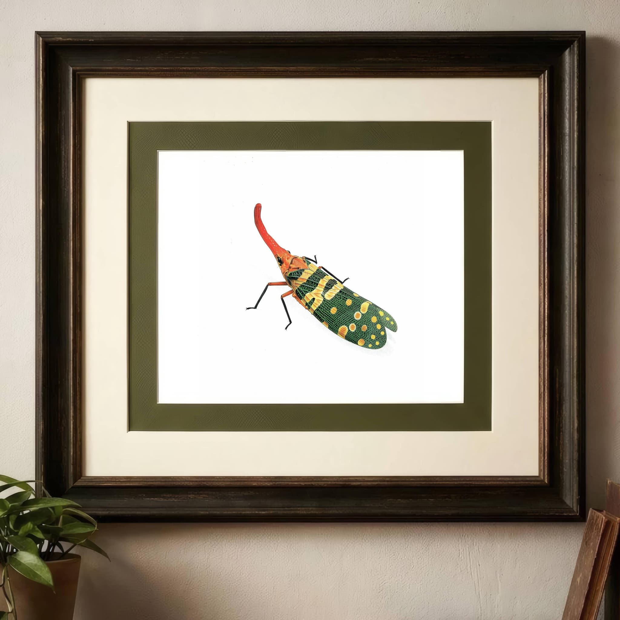 1986 Litchi Lantern Bug Fulgora Laternaria Candelaria Print - Durin Bernard Science illustration - Linnaeus Entomology - 11 x 13 in - Image 2