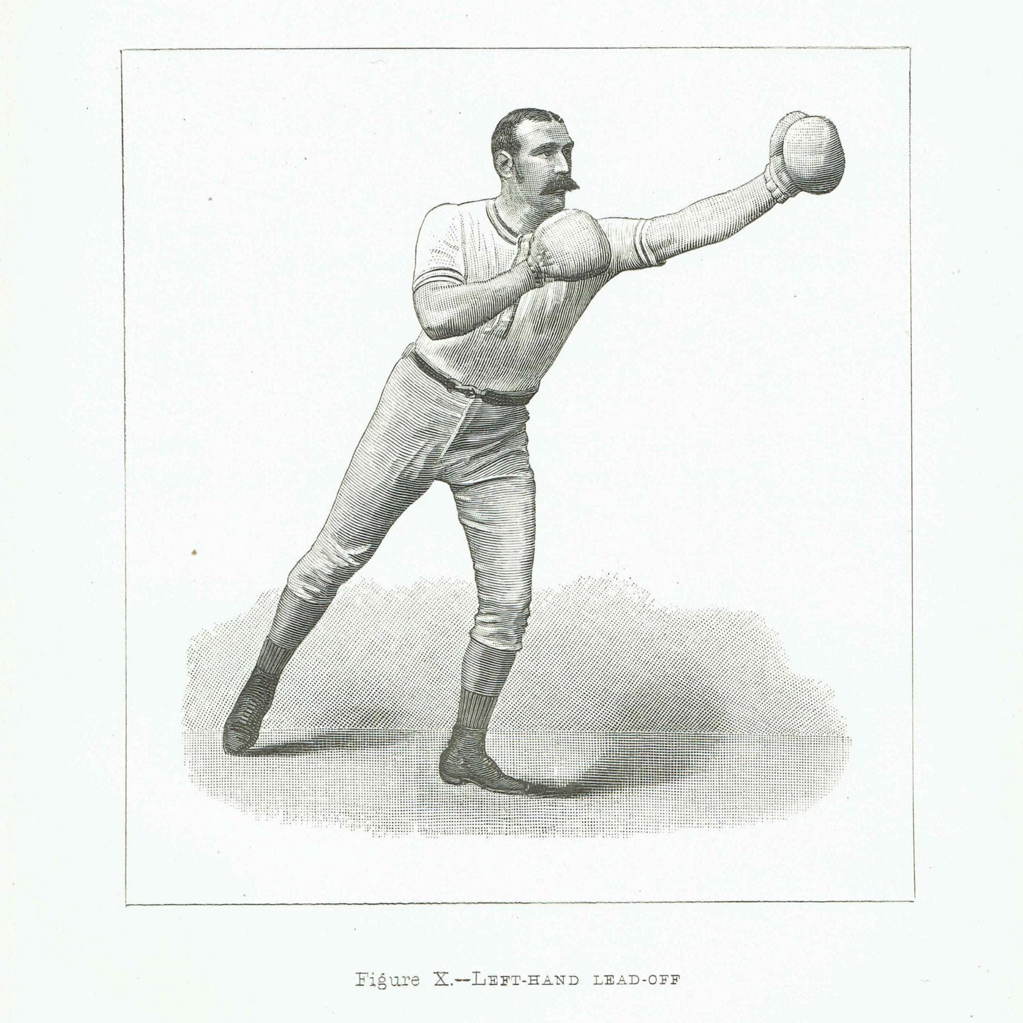 1889 Left-Hand Lead-Off Boxing - Original Antique Print - Badminton Library Victorian Sports Pugilism Athletic Training - 5 x 7 in