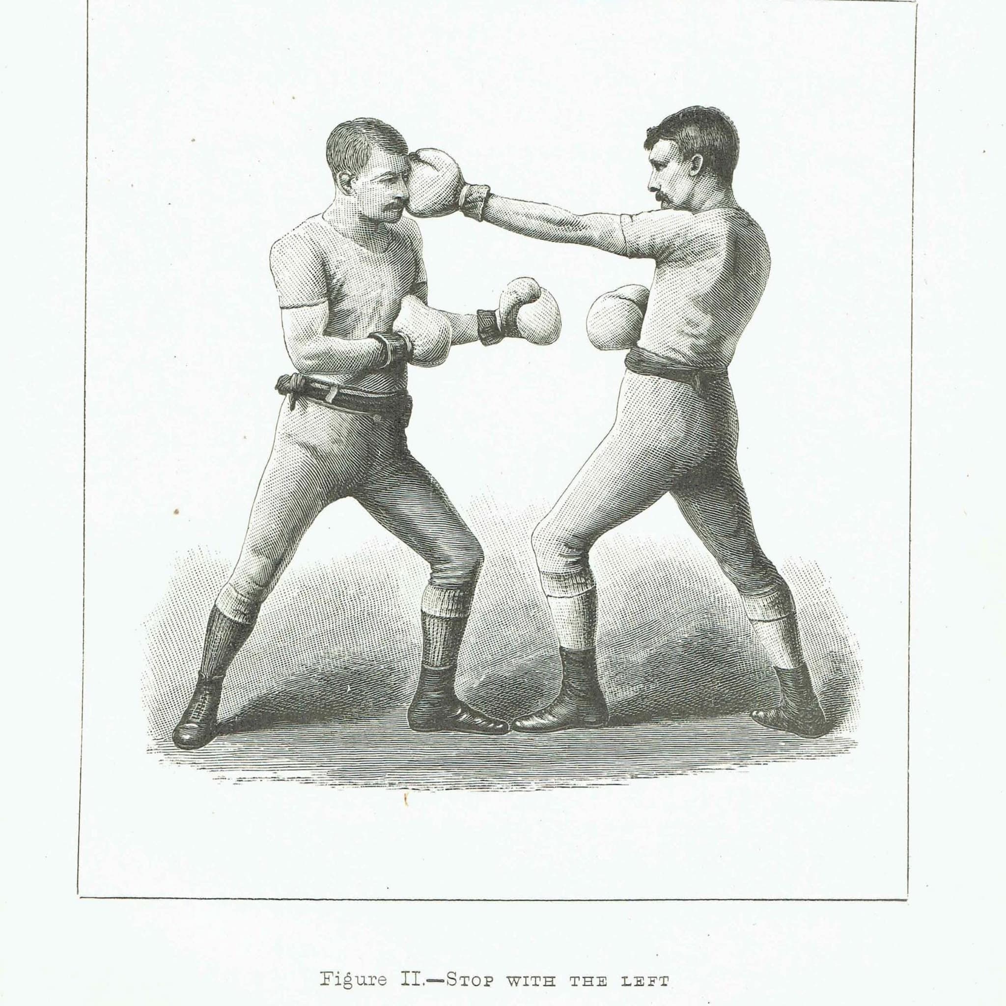 1889 Boxing Match Technique - Original Antique Print - Badminton Library Victorian Sports Pugilism Athletic Training - 5 x 7 in