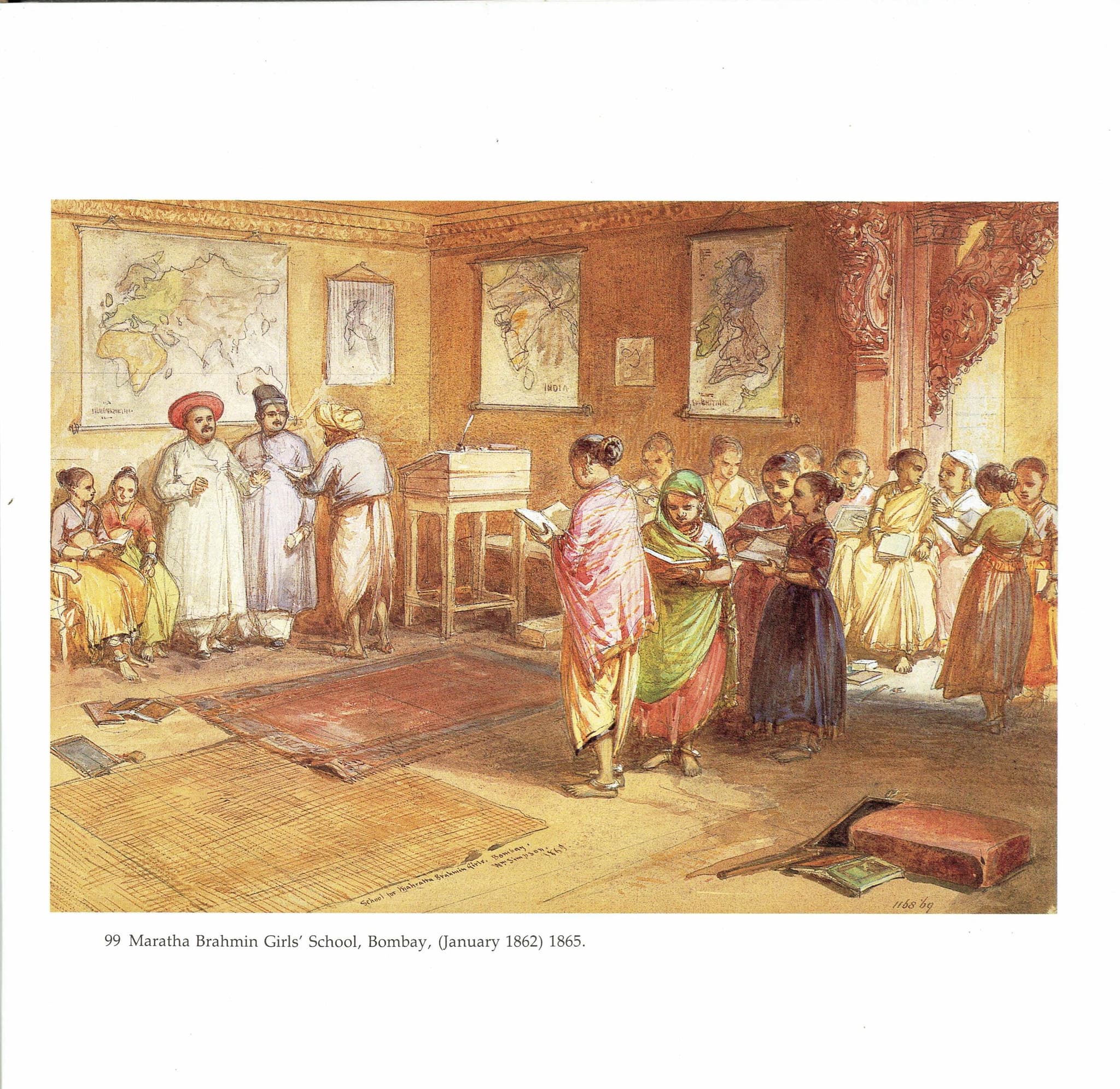 1862 Maratha Brahmin Girls School Bombay - Original Vintage Print By Simpson - Indian Education Victorian Colonial History - 9.25 x 8.5 in - Image 2
