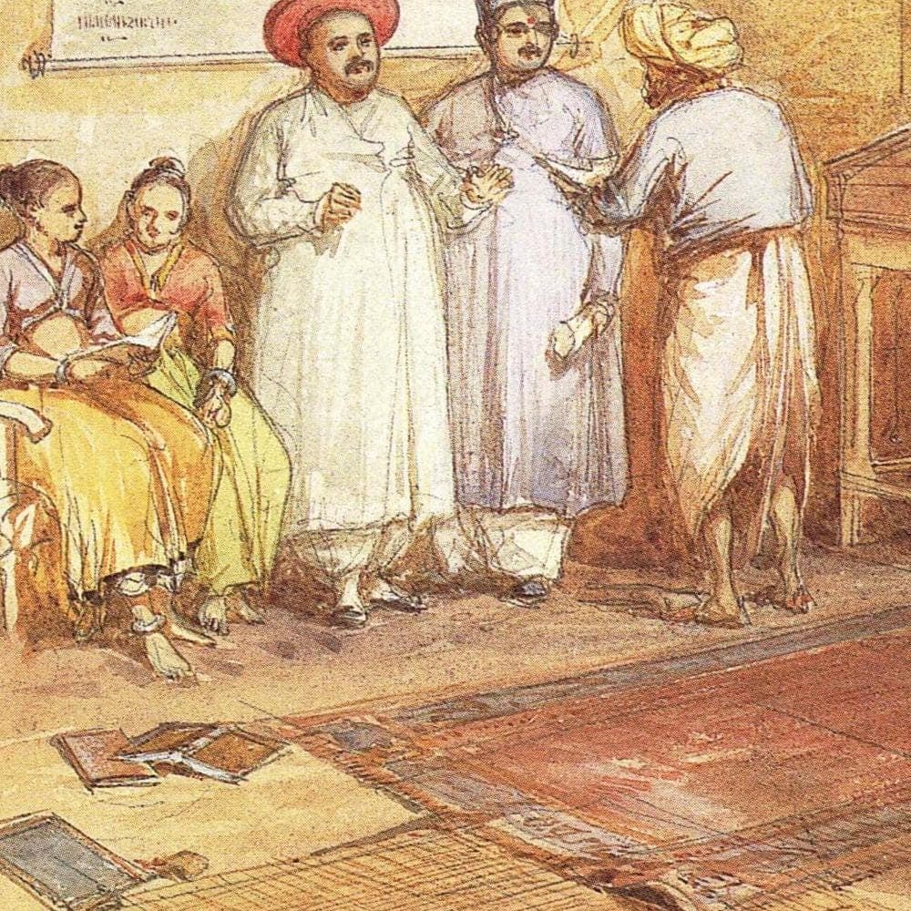 1862 Maratha Brahmin Girls School Bombay - Original Vintage Print By Simpson - Indian Education Victorian Colonial History - 9.25 x 8.5 in - Image 3