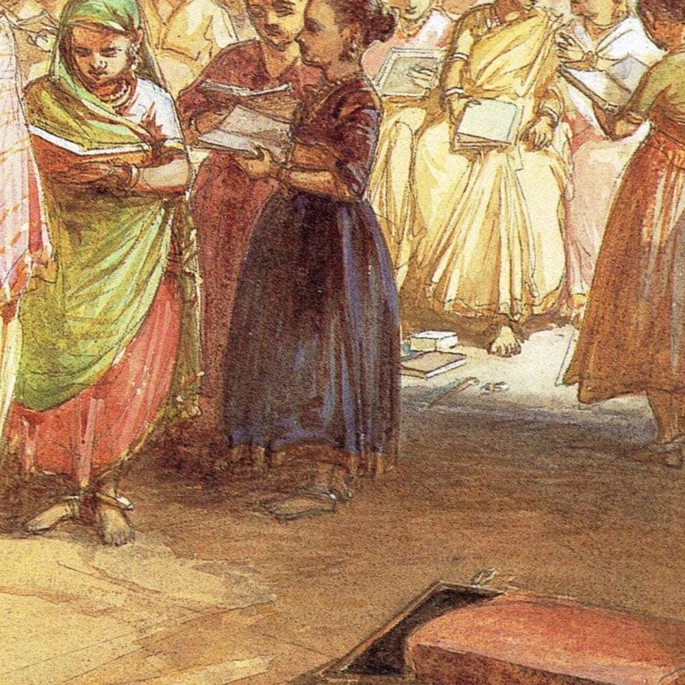 1862 Maratha Brahmin Girls School Bombay - Original Vintage Print By Simpson - Indian Education Victorian Colonial History - 9.25 x 8.5 in - Image 4