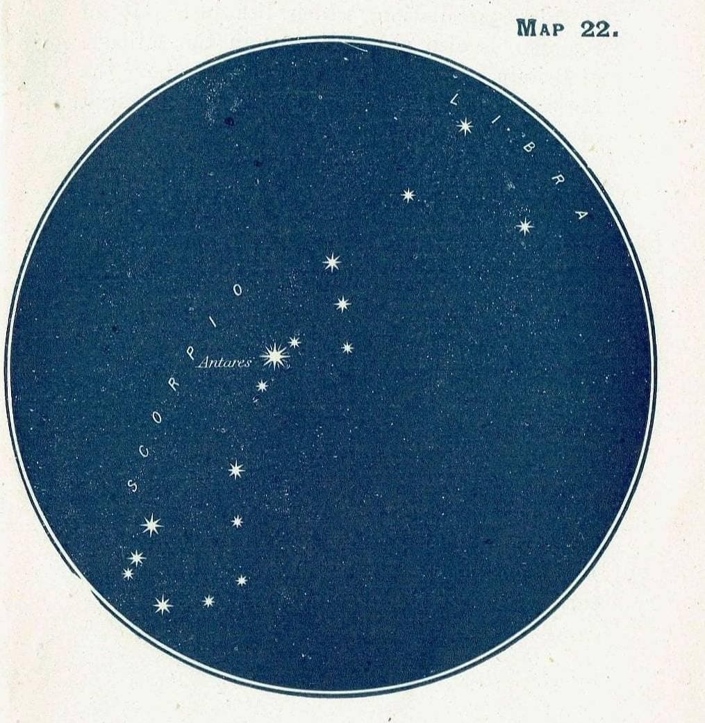 1944 Antares Constellation - Original Vintage Print By Gall - Star Chart Celestial Map Astronomy Science Atlas - 4 x 6 in