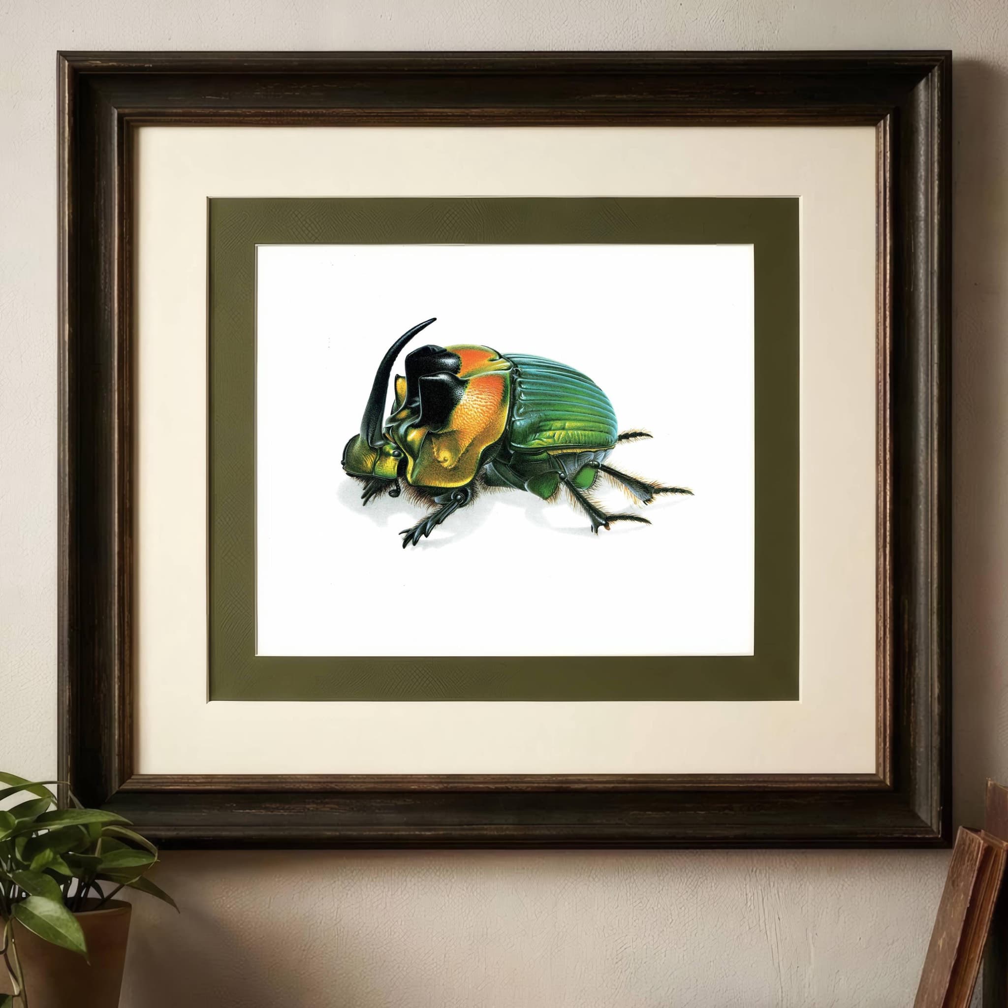 1986 Rainbow Scarab Emperor Dung Beetle Print - Durin Bernard Insectes - Scientific Illustrations Louis Chevrolat Entomology  - 11 x 13 in - Image 2
