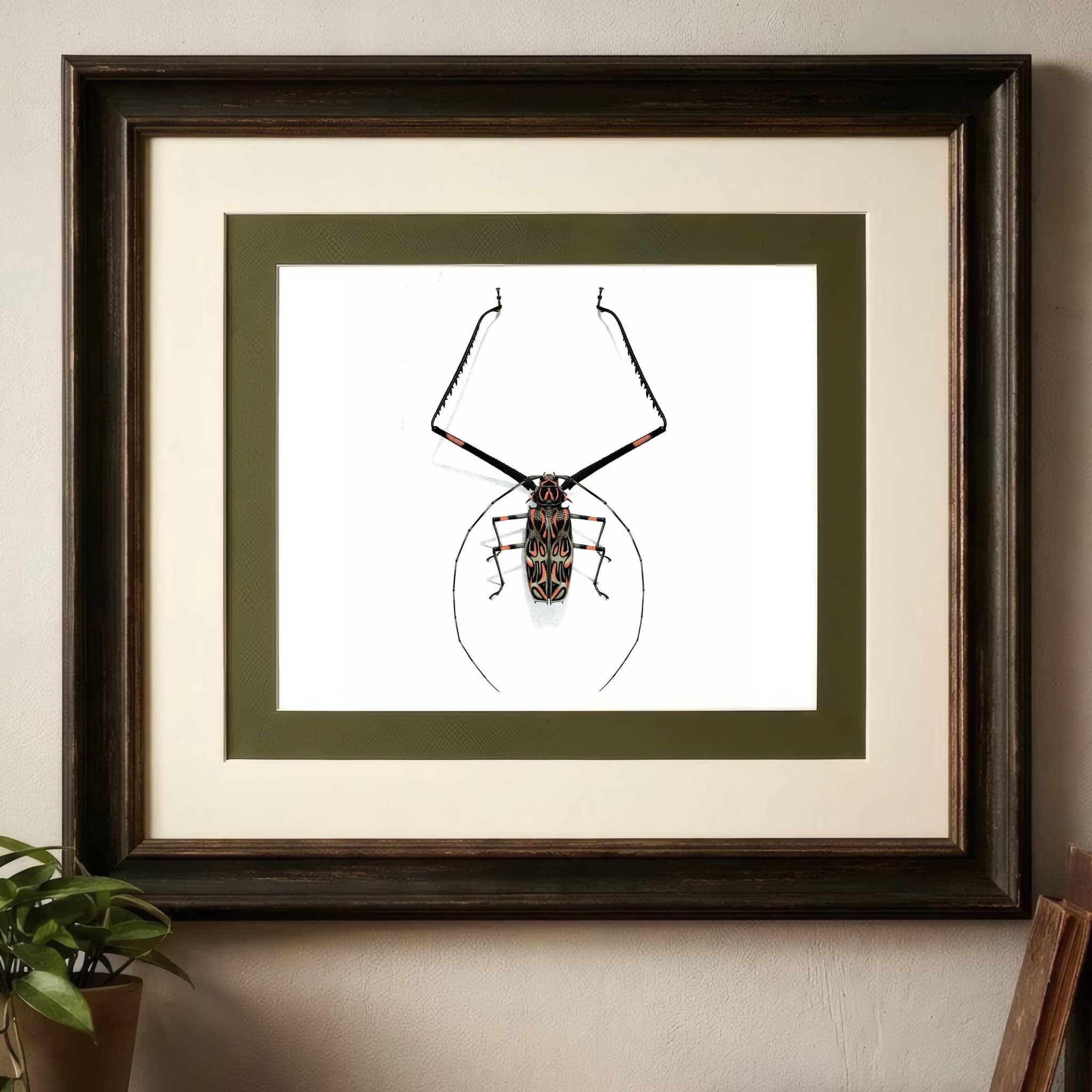 1986 Harlequin Beetle Acrocinus Longimanus Print - Durin Bernard Les Insectes Scientific Illustration - Linnaeus Entomology - 11 x 13 in - Image 2