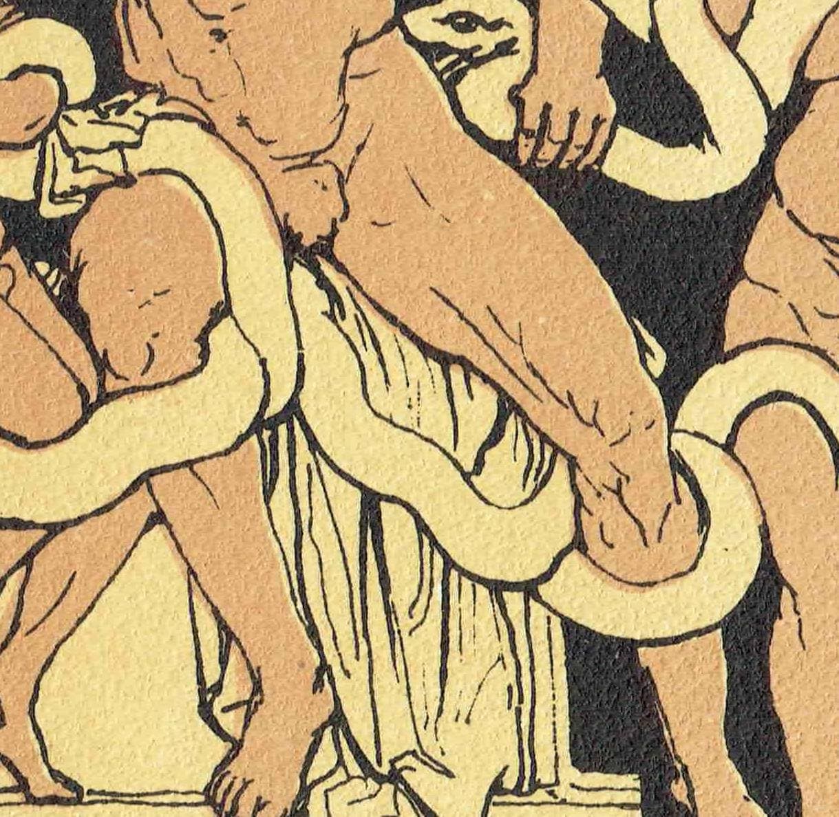 1879 Laocoon Sculpture - Original Antique Print By Pinelli - Stories From Virgil Classical Mythology Roman Art - 5 x 7.5 in - Image 4