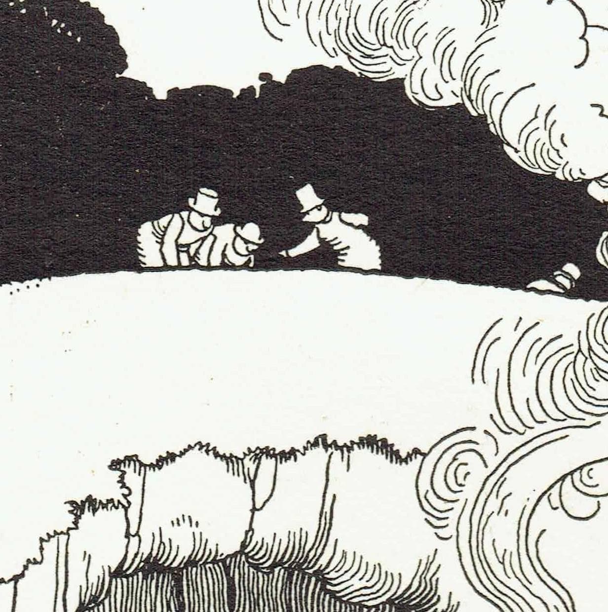 1935 Railway Tunnel Excavator - Original Vintage Print By Heath Robinson - Great Western Railway Centenary Humorous Cartoon - 7 x 9.5 in - Image 6