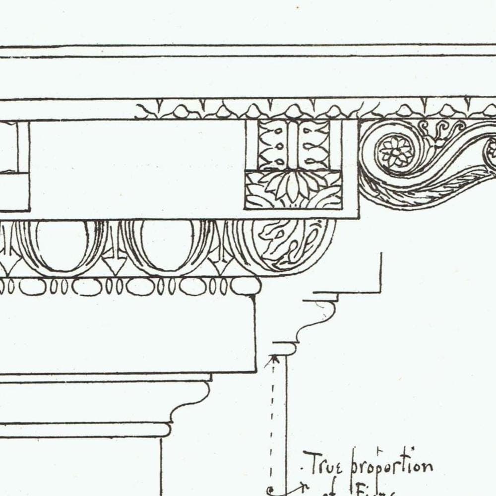 1898 Classic Architectural Frieze Print - Corinthian Entablature, Decorative Mouldings & Ornament - Antique Plate - 8 x 10.75 in - Image 3