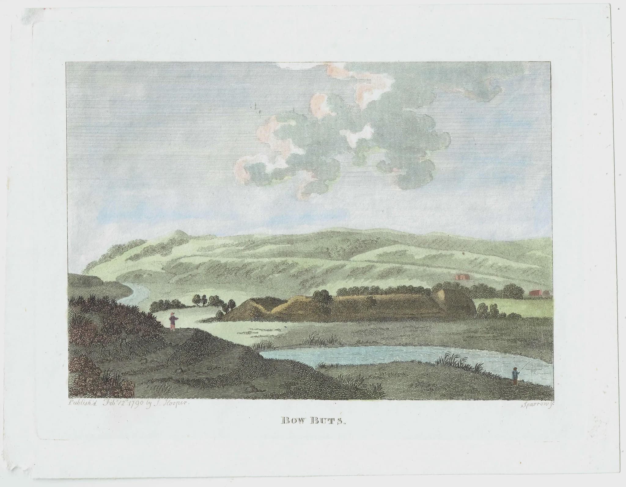 1790 Bow Butts English Landscape Print - Rural River Scene - 18th Century Antique Engraving - Countryside View by L. Parr - 6.75 x 8.75 in - Image 2